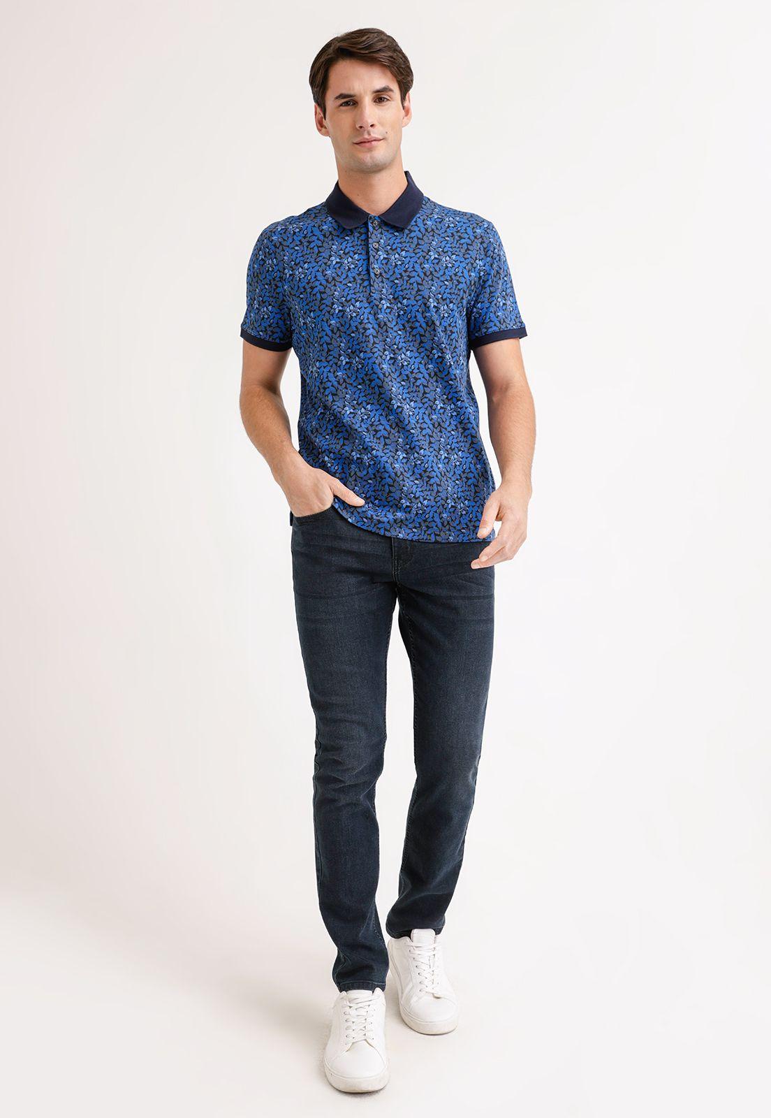 Polera Polo Estampada Azul Hombre-3