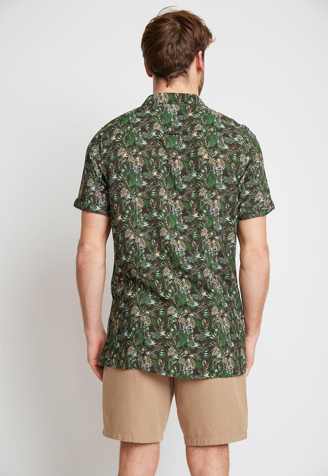 Camisa Hombre  Viscosa Estampada Relajado Baltazar Verde Oscuro-1