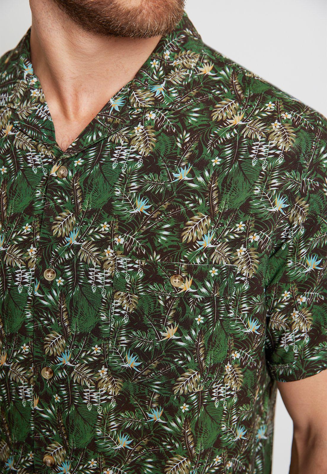 Camisa Hombre  Viscosa Estampada Relajado Baltazar Verde Oscuro-2