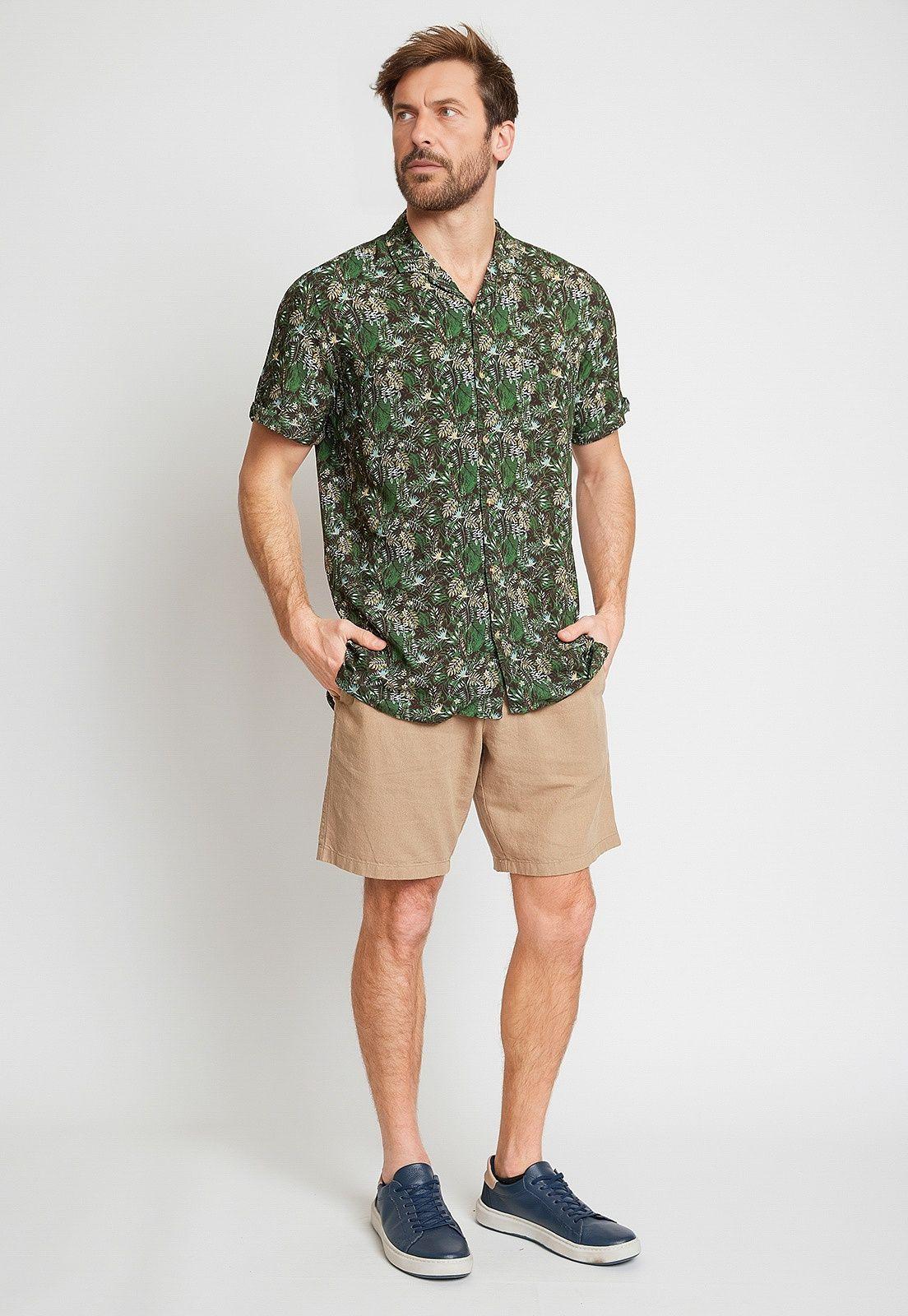 Camisa Hombre  Viscosa Estampada Relajado Baltazar Verde Oscuro-3