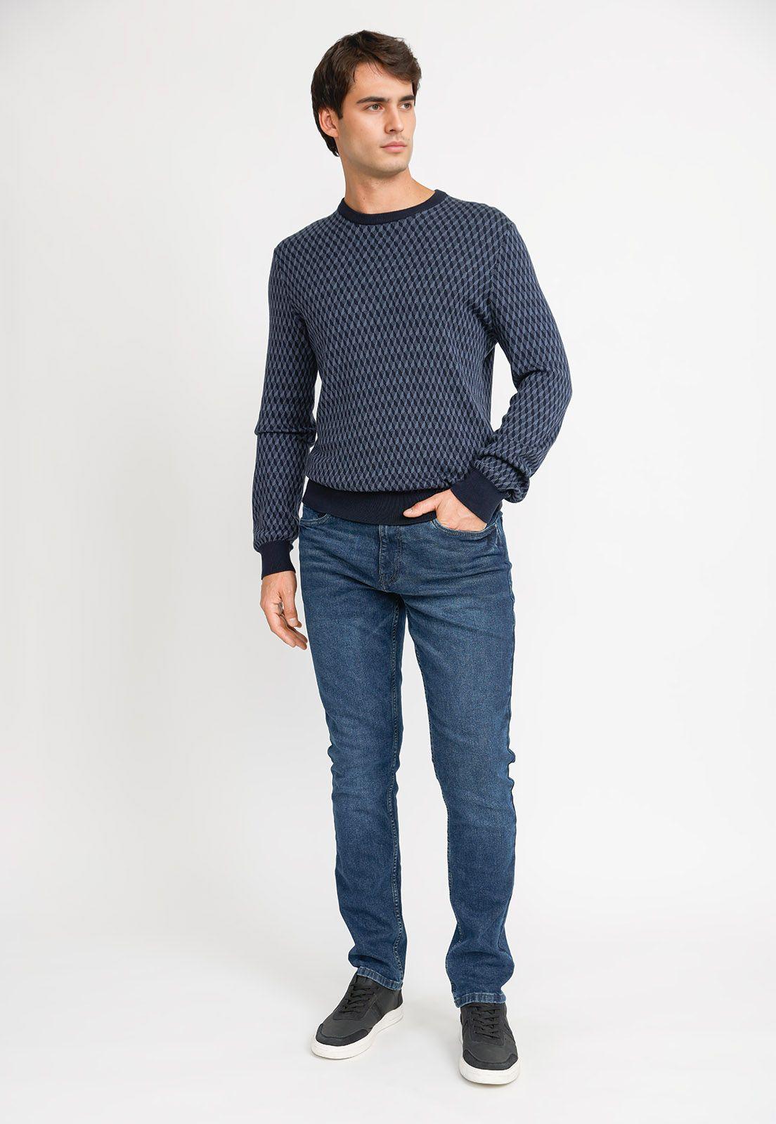 Tejido Casual Hombre Azul-3