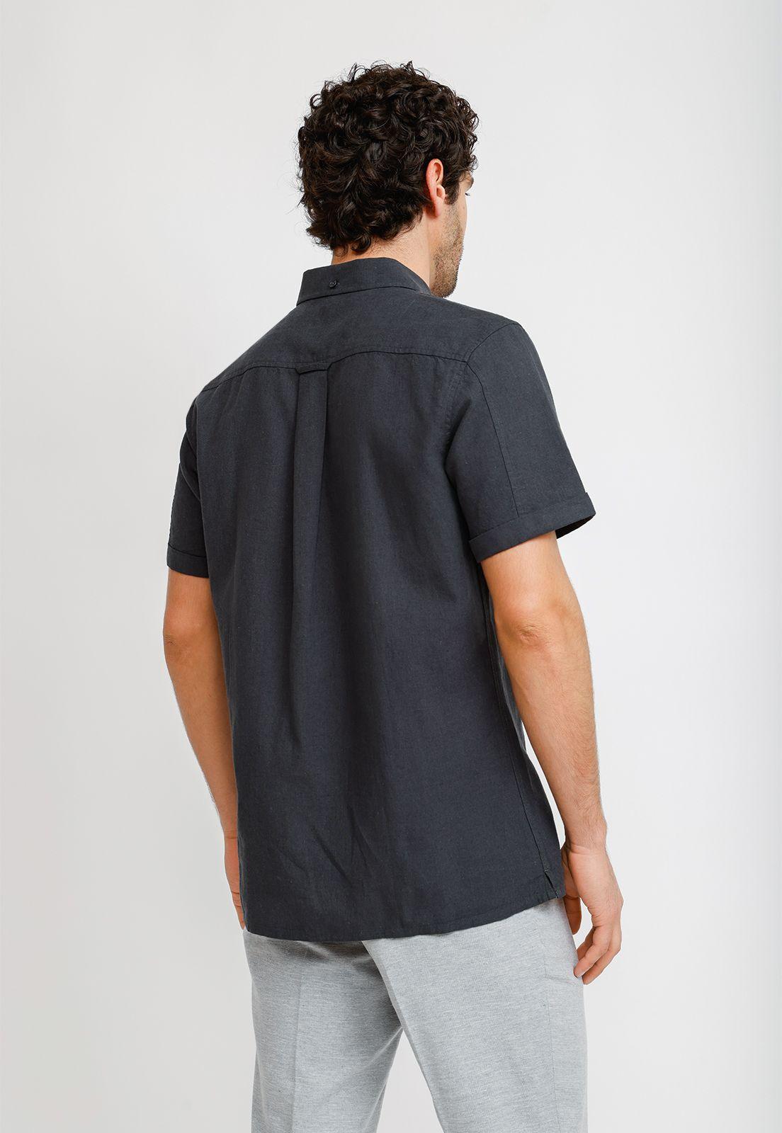 Camisa Lino Algodón Boris Gris Oscuro-1