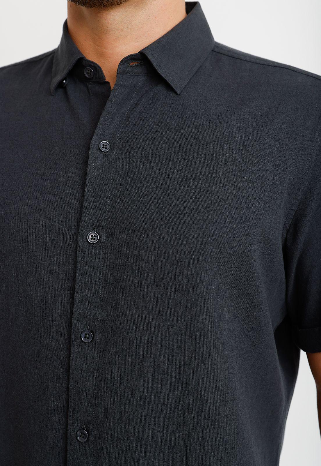 Camisa Lino Algodón Boris Gris Oscuro-2