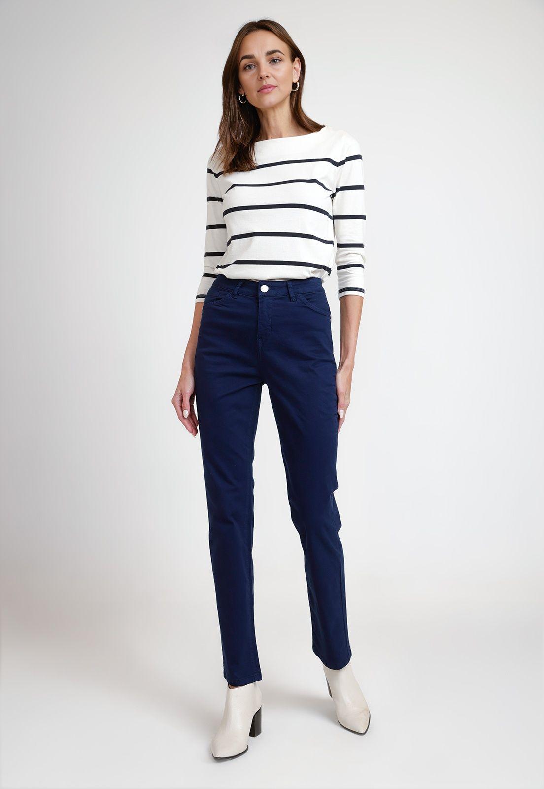 Pantalón De Mujer Modelo Ely 24 Color Azul-3