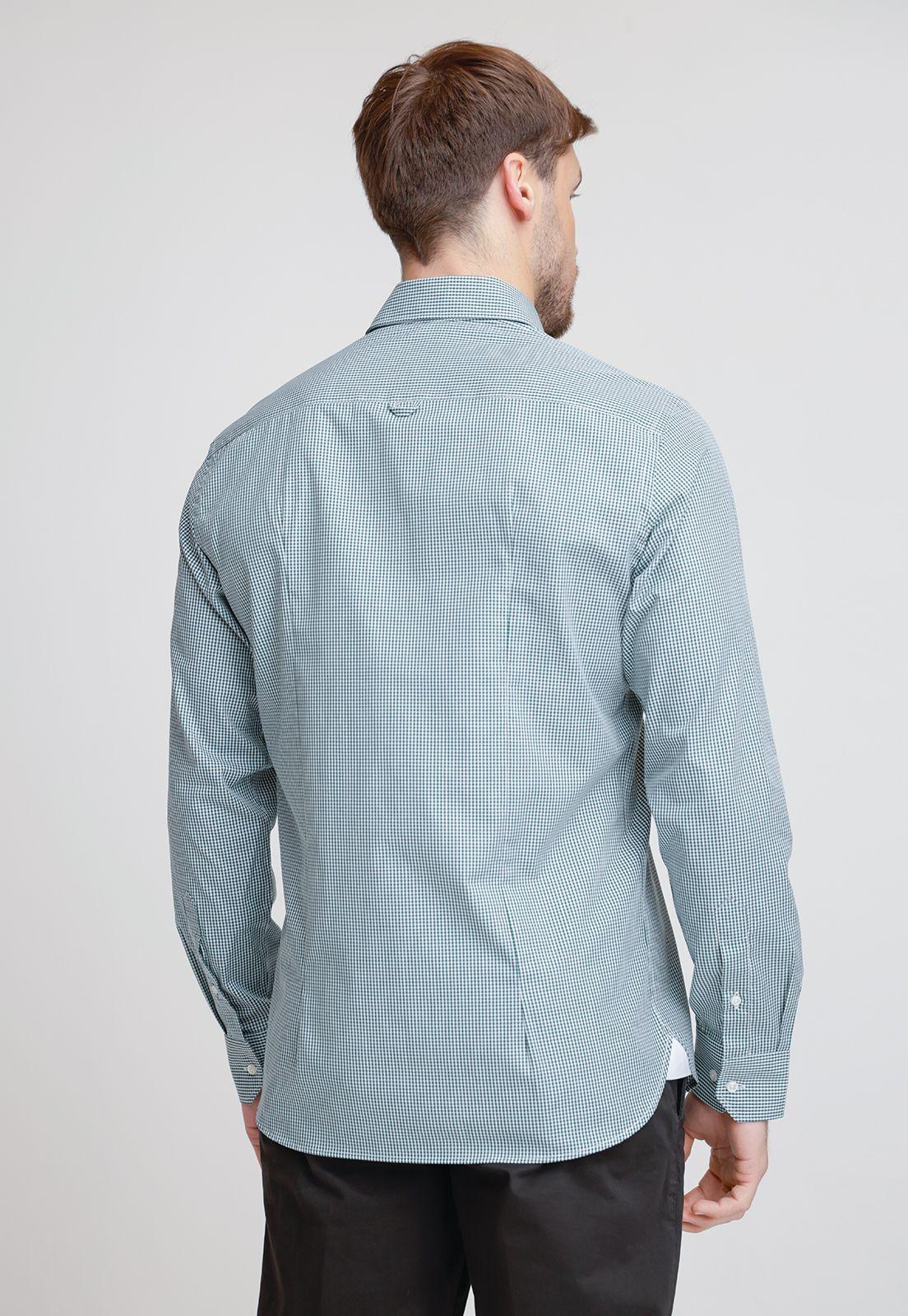 Camisa Hombre Algodón Cuadros Slim Italiana Verde-1