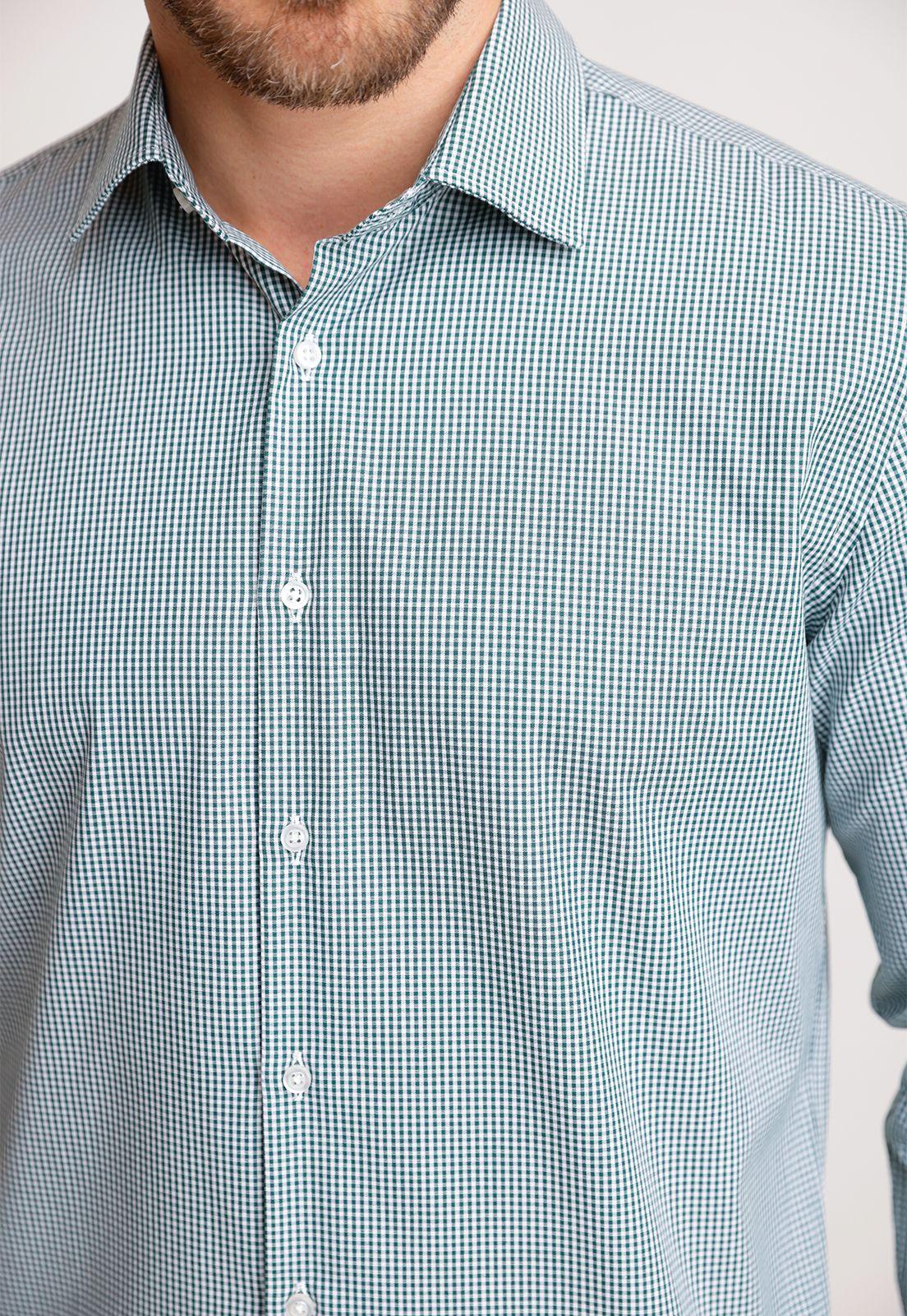 Camisa Hombre Algodón Cuadros Slim Italiana Verde-2