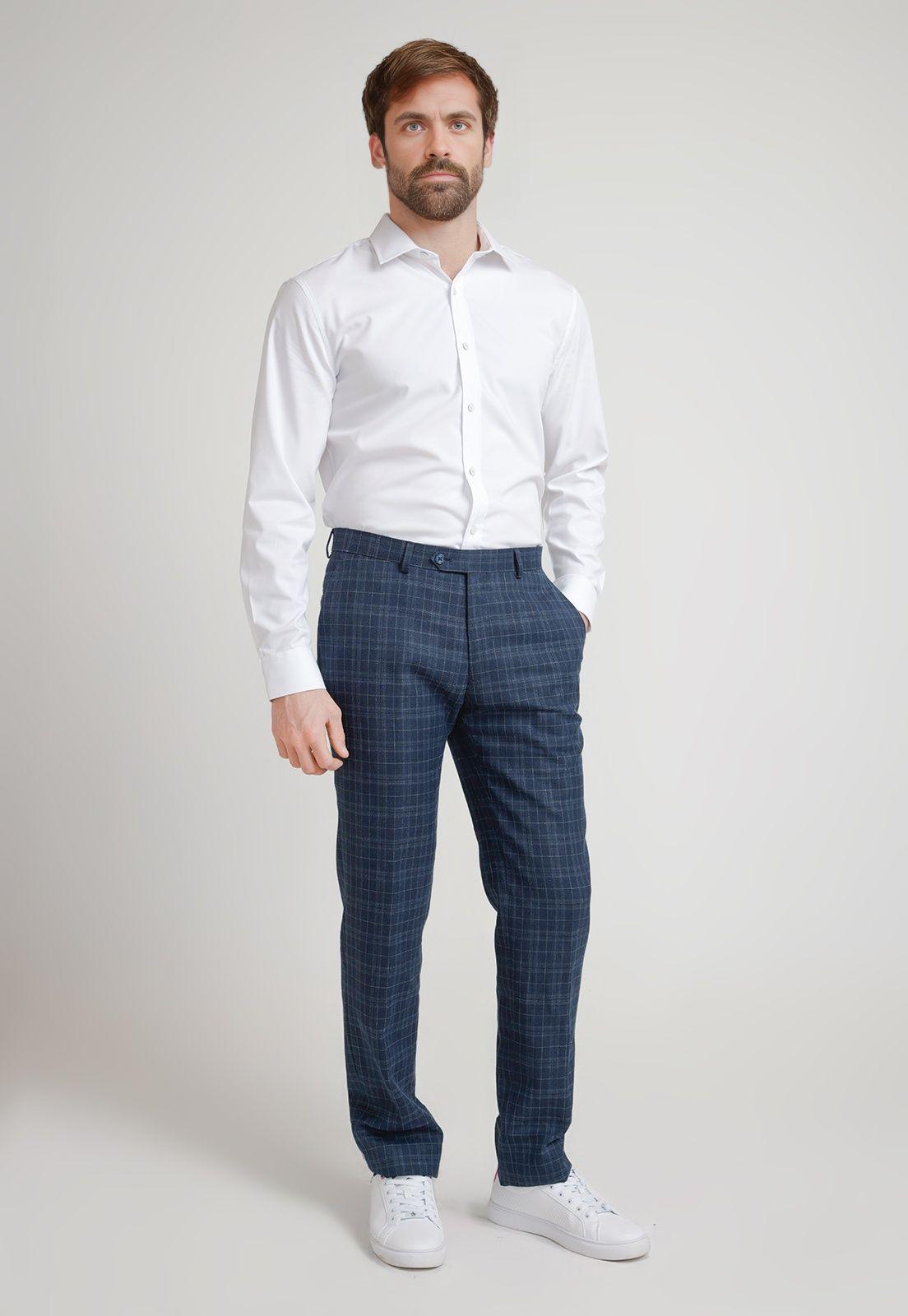 Pantalón Hombre Formal Azul-3