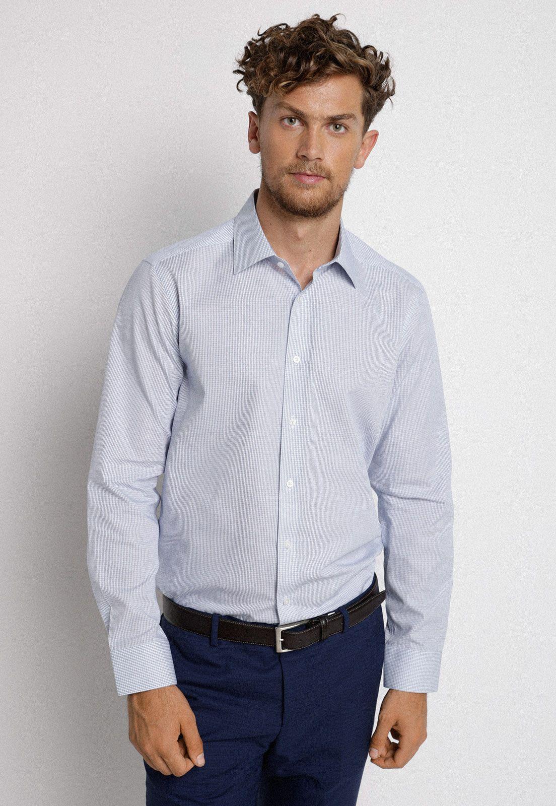 Camisa Formal Executive Blanco / Azul-0