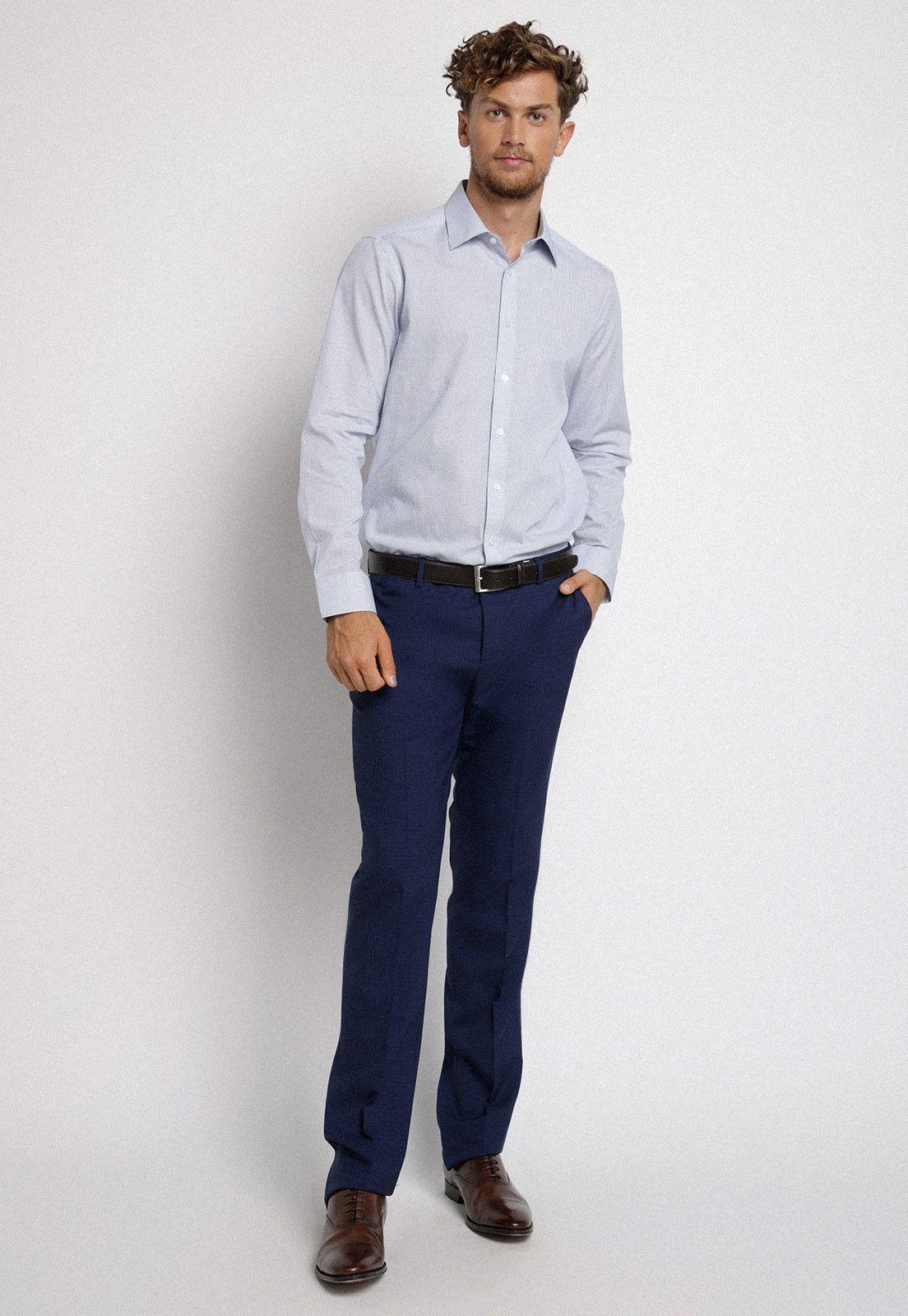Camisa Formal Executive Blanco / Azul-3