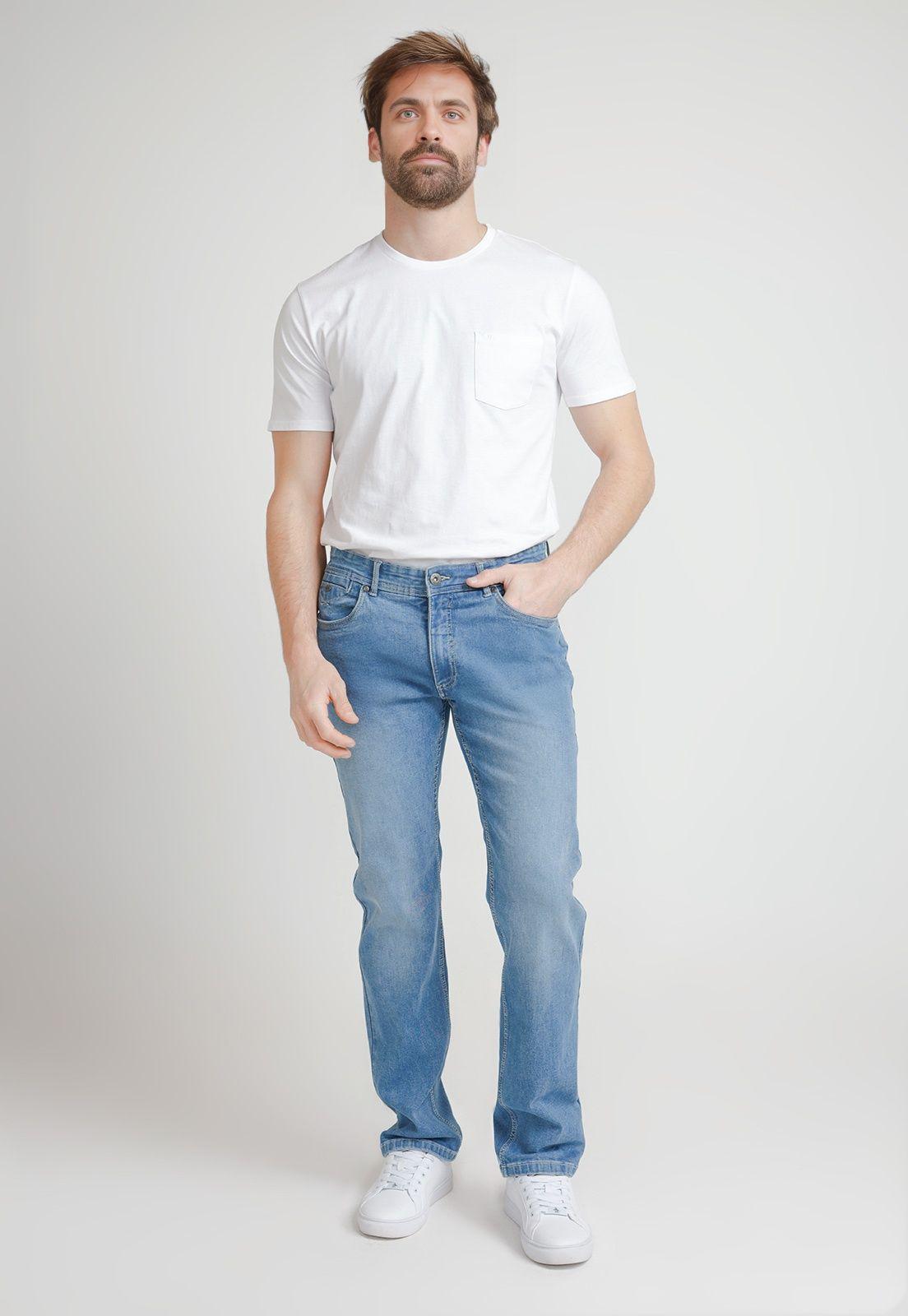 Jeans Hombre Algodón Liso Regular Nada Celeste-3