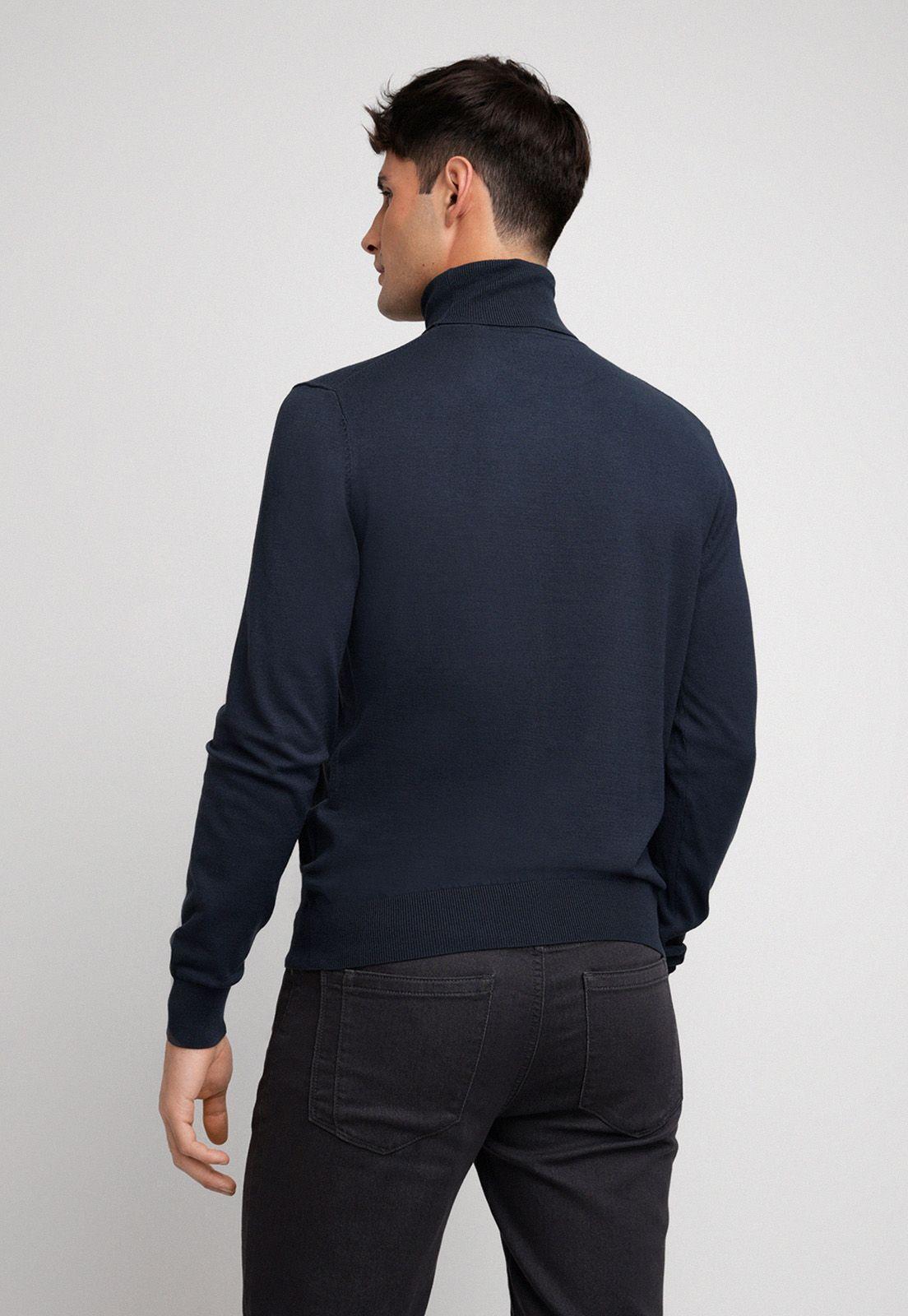 Sweater Hombre Cuello Alto Azul Osc-1