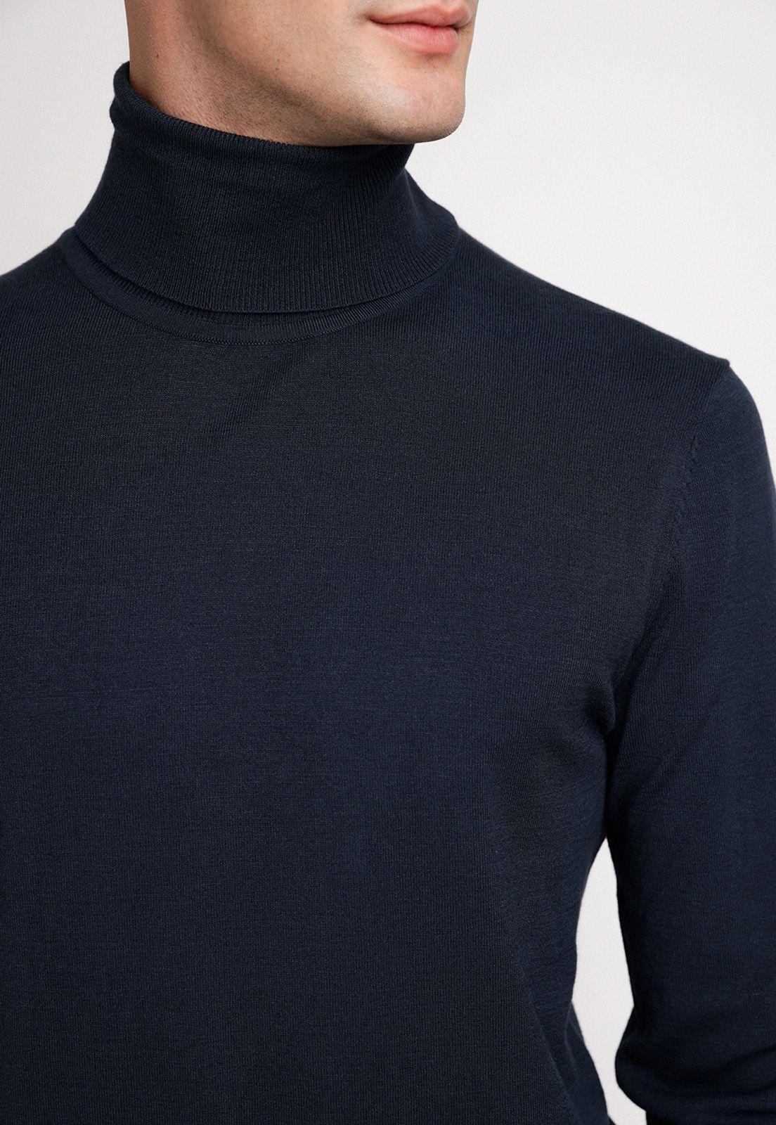 Sweater Hombre Cuello Alto Azul Osc-2