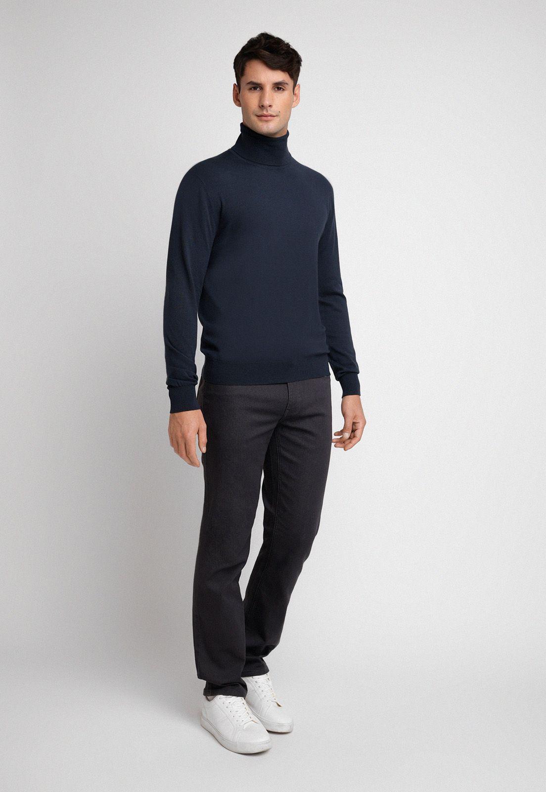 Sweater Hombre Cuello Alto Azul Osc-3