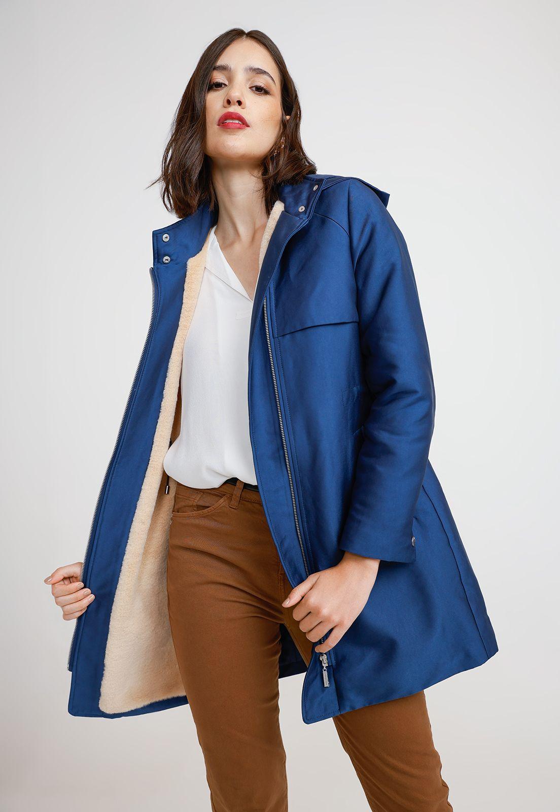 Parka Gruesa Mujer Poliéster Azul-0