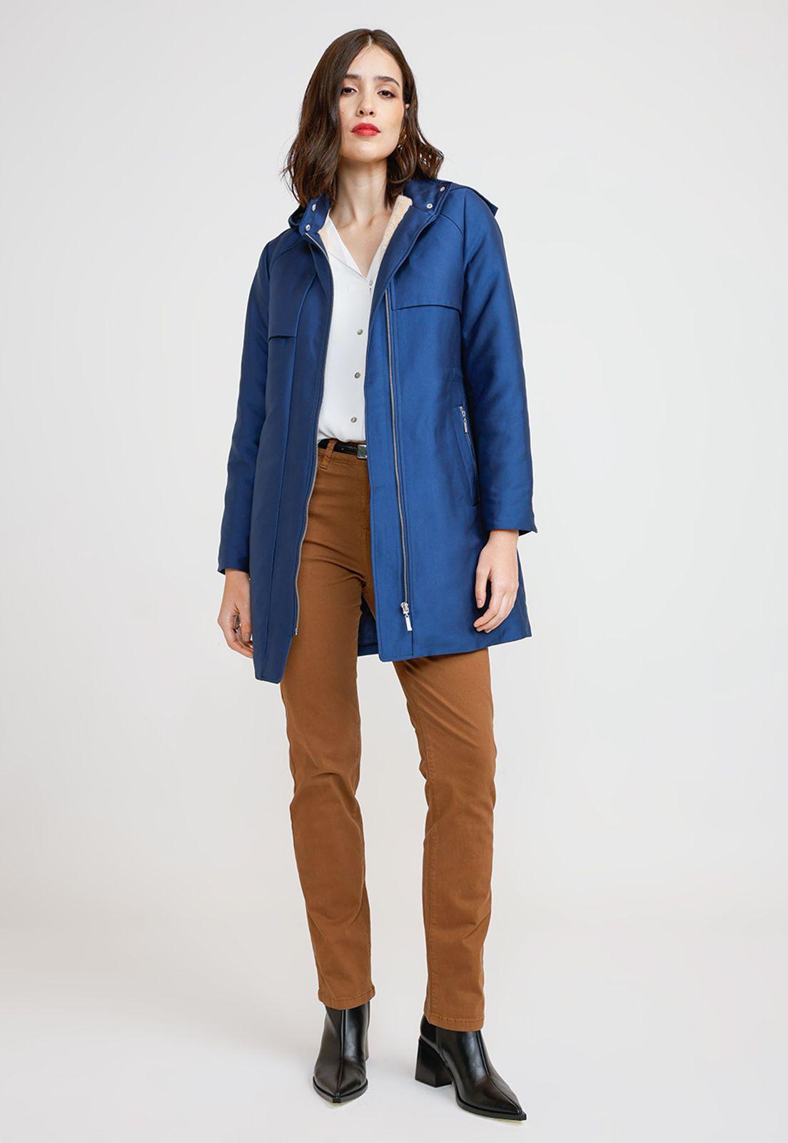 Parka Gruesa Mujer Poliéster Azul-4