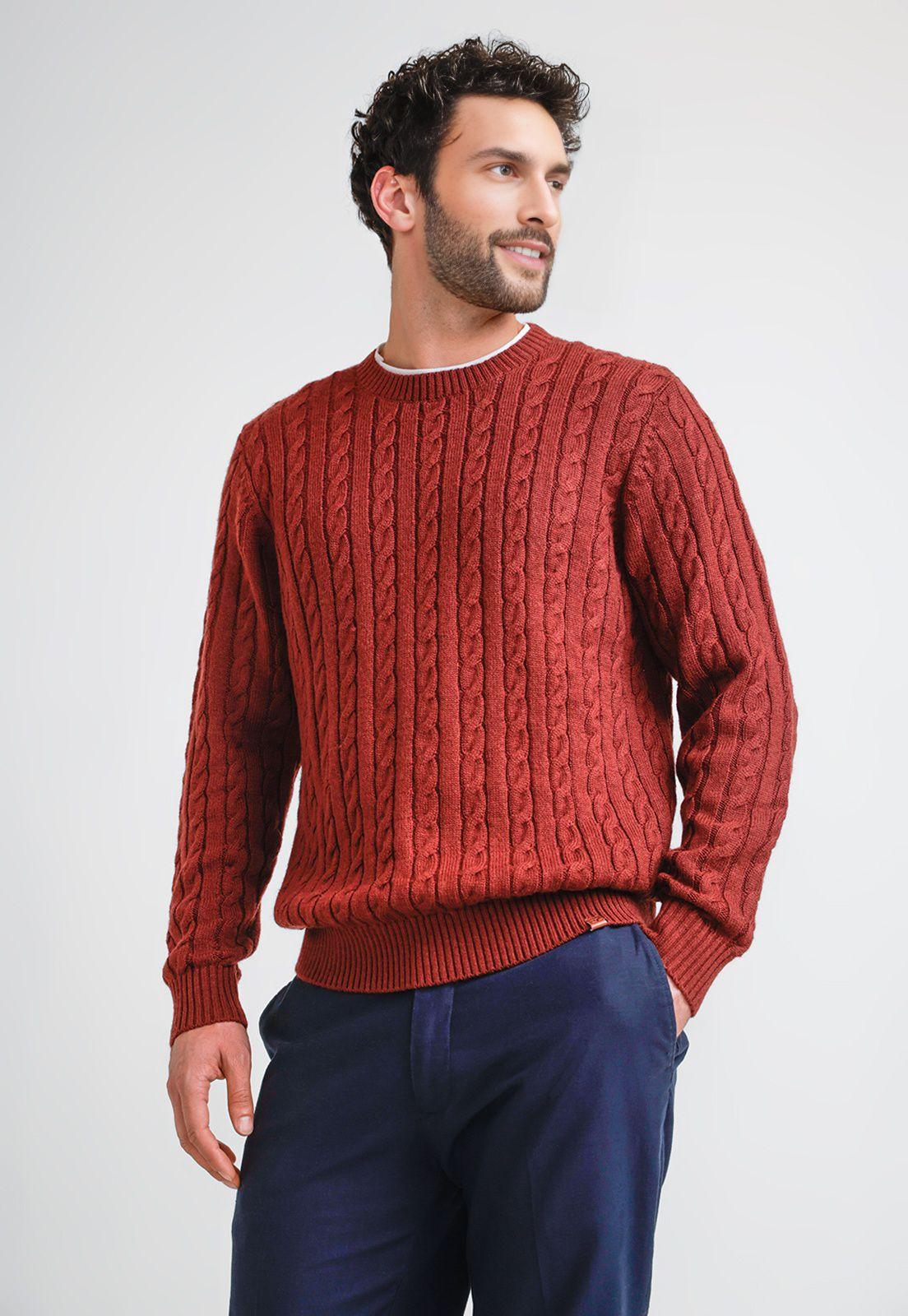 Sweater Hombre Trenzado Phantom Burdeo-0