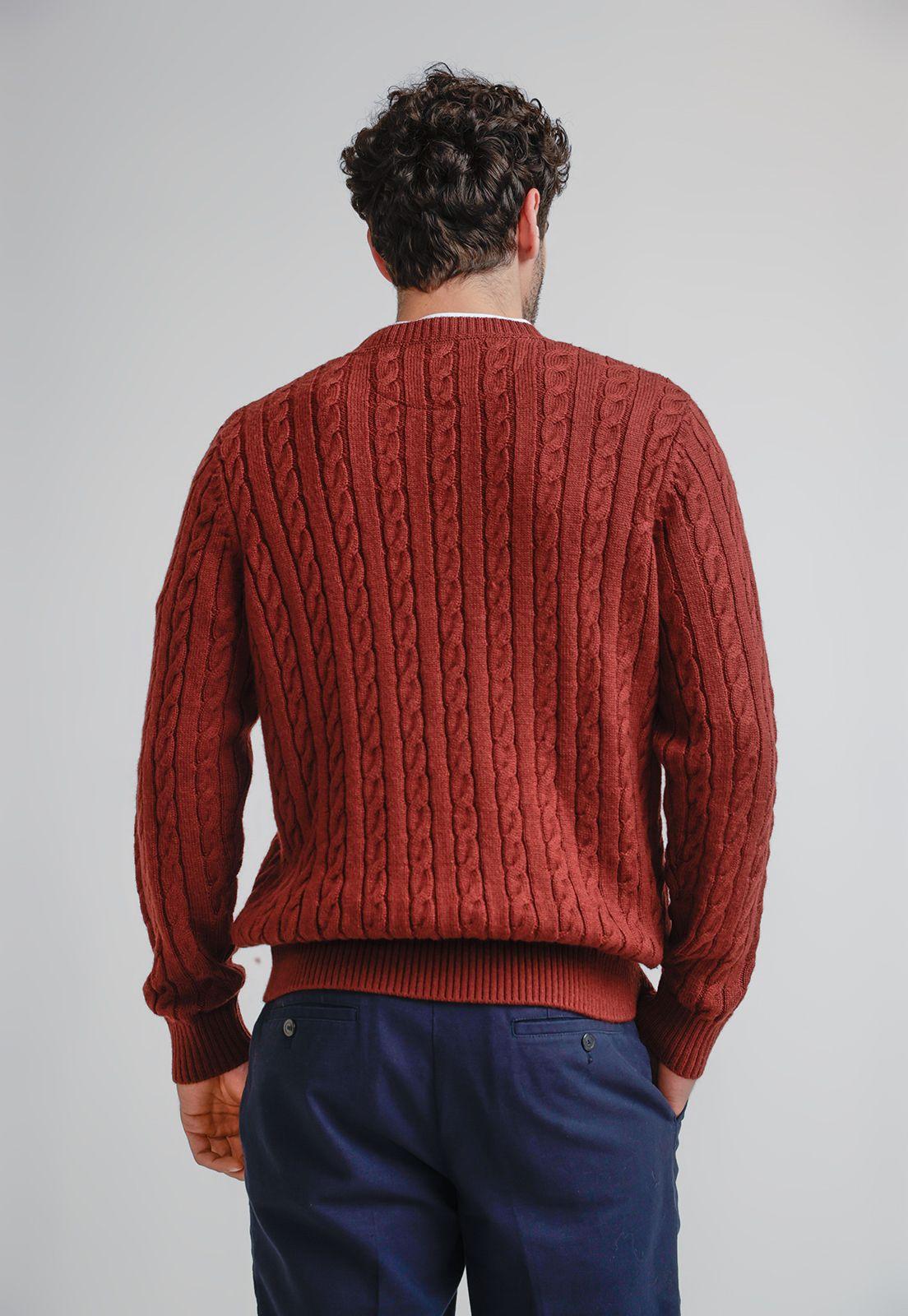 Sweater Hombre Trenzado Phantom Burdeo-1