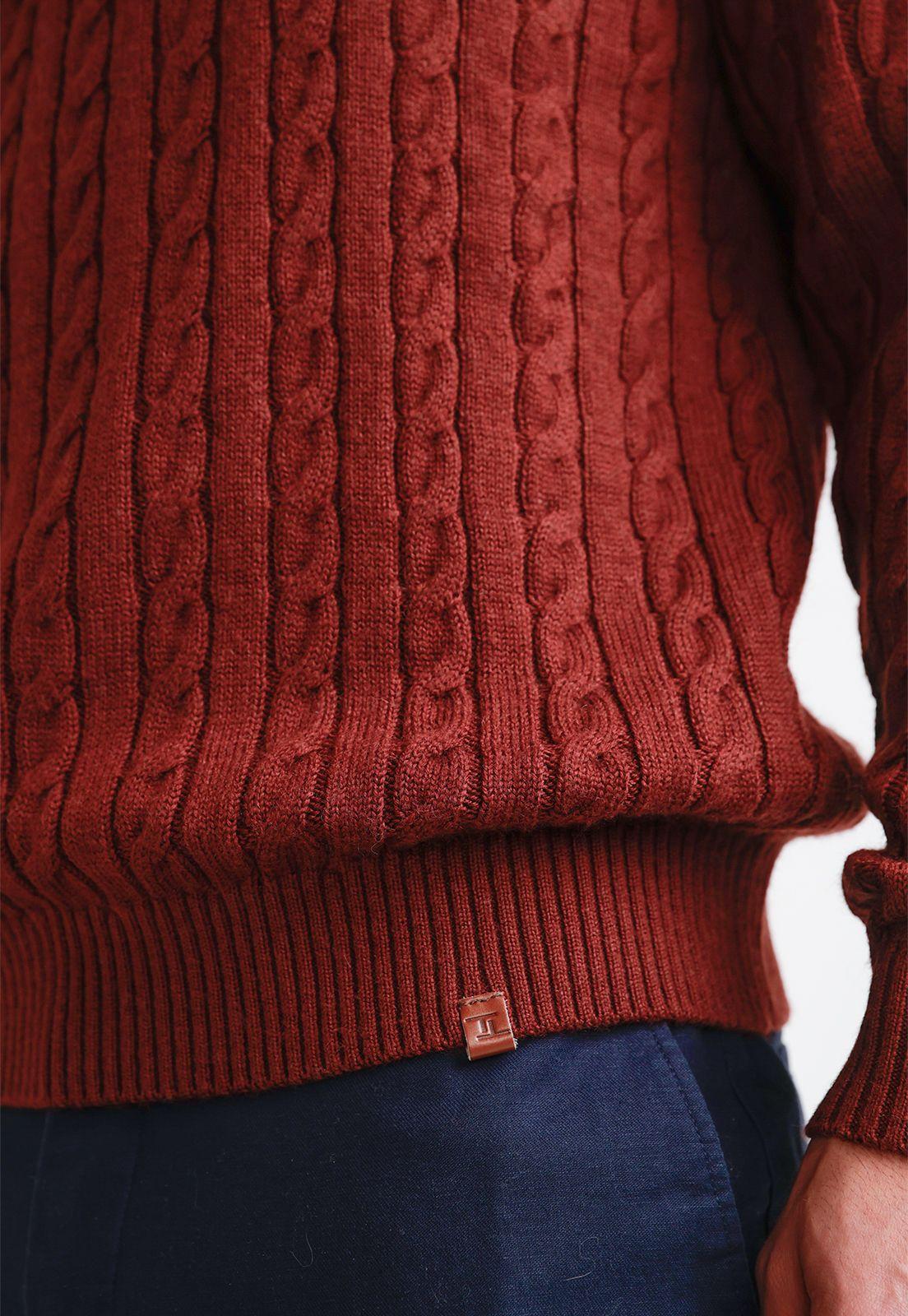 Sweater Hombre Trenzado Phantom Burdeo-2