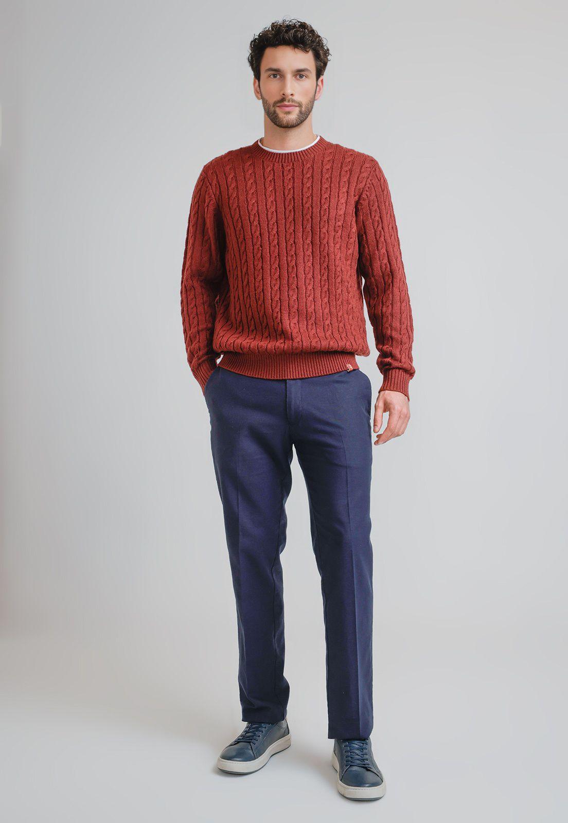 Sweater Hombre Trenzado Phantom Burdeo-3