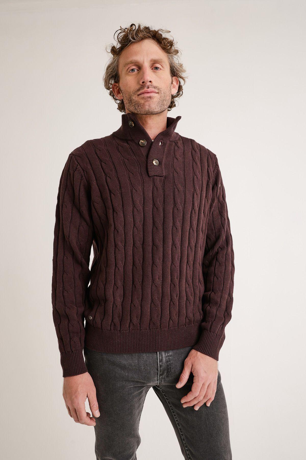 Sweater hombre Pier trenzado café-0