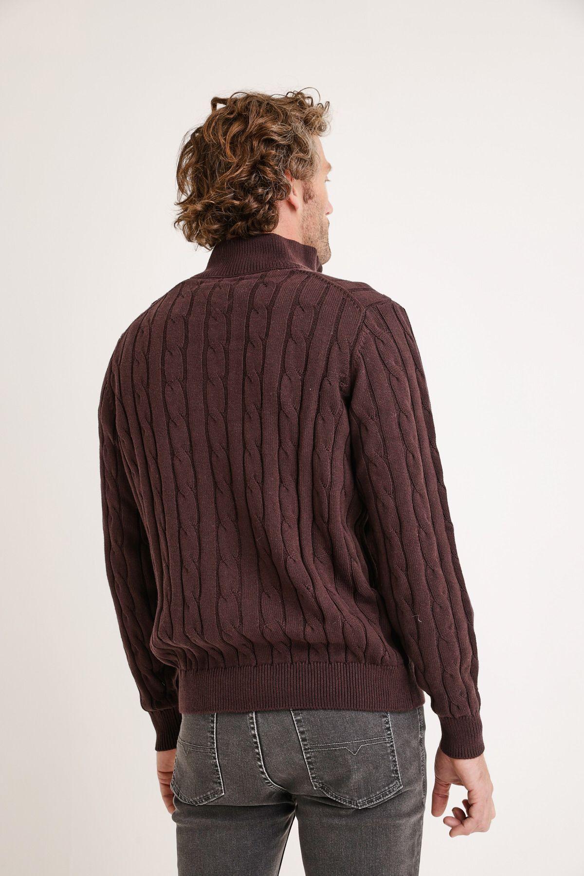 Sweater hombre Pier trenzado café-1