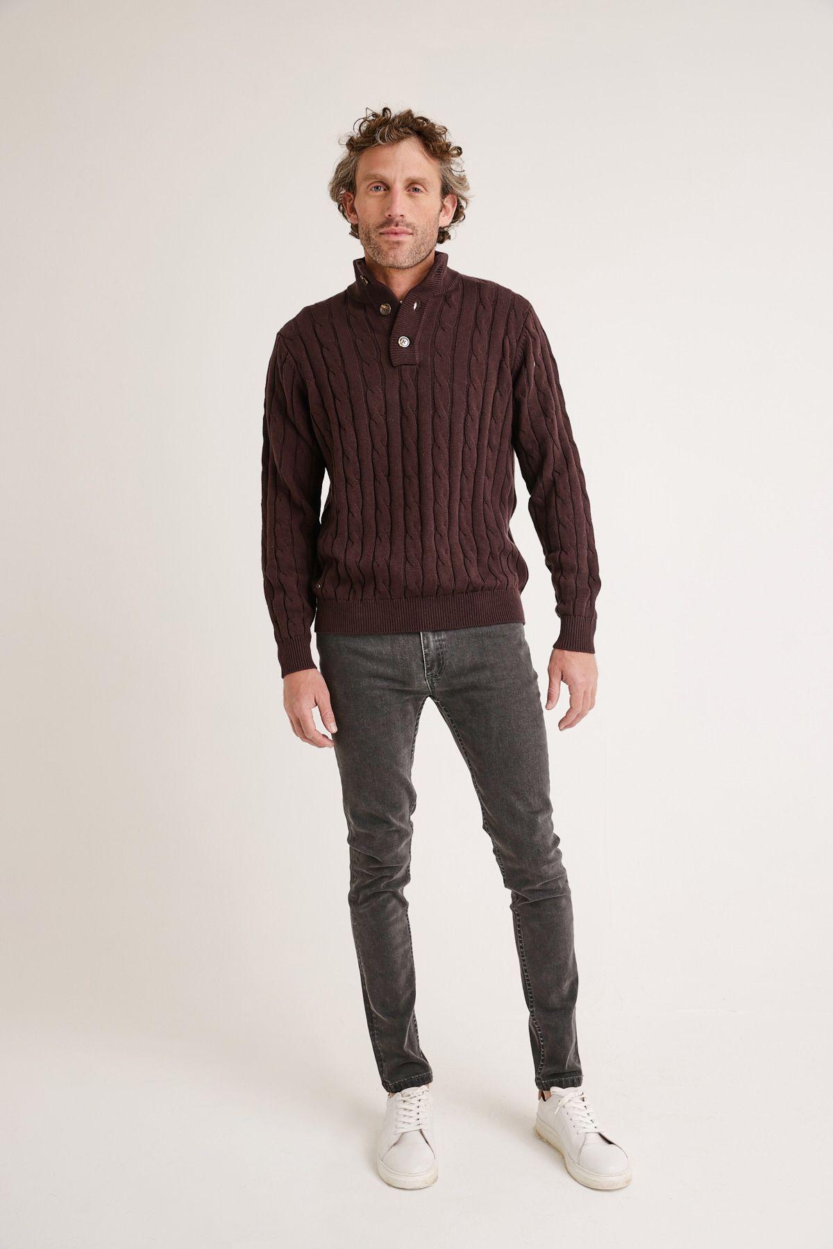 Sweater hombre Pier trenzado café-3