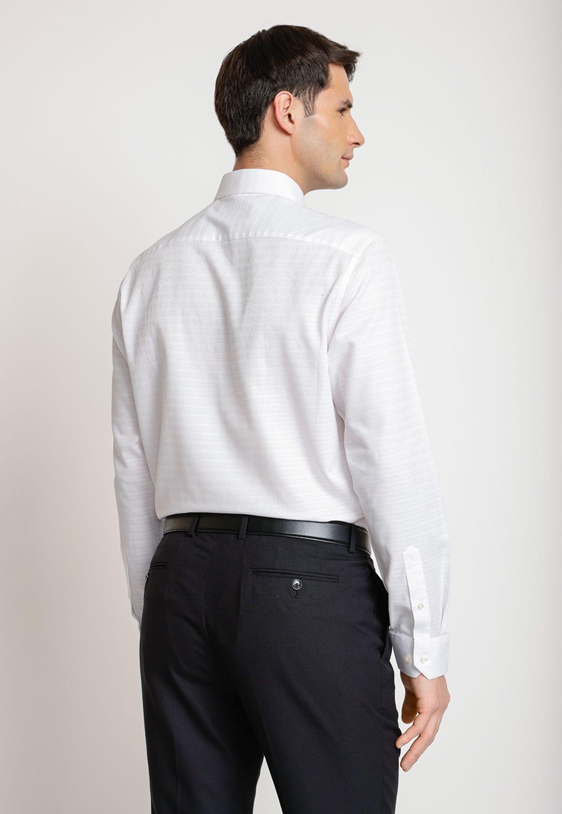 Camisa Hombre Formal (Easy Care) Algodón Dobby Blanco-1