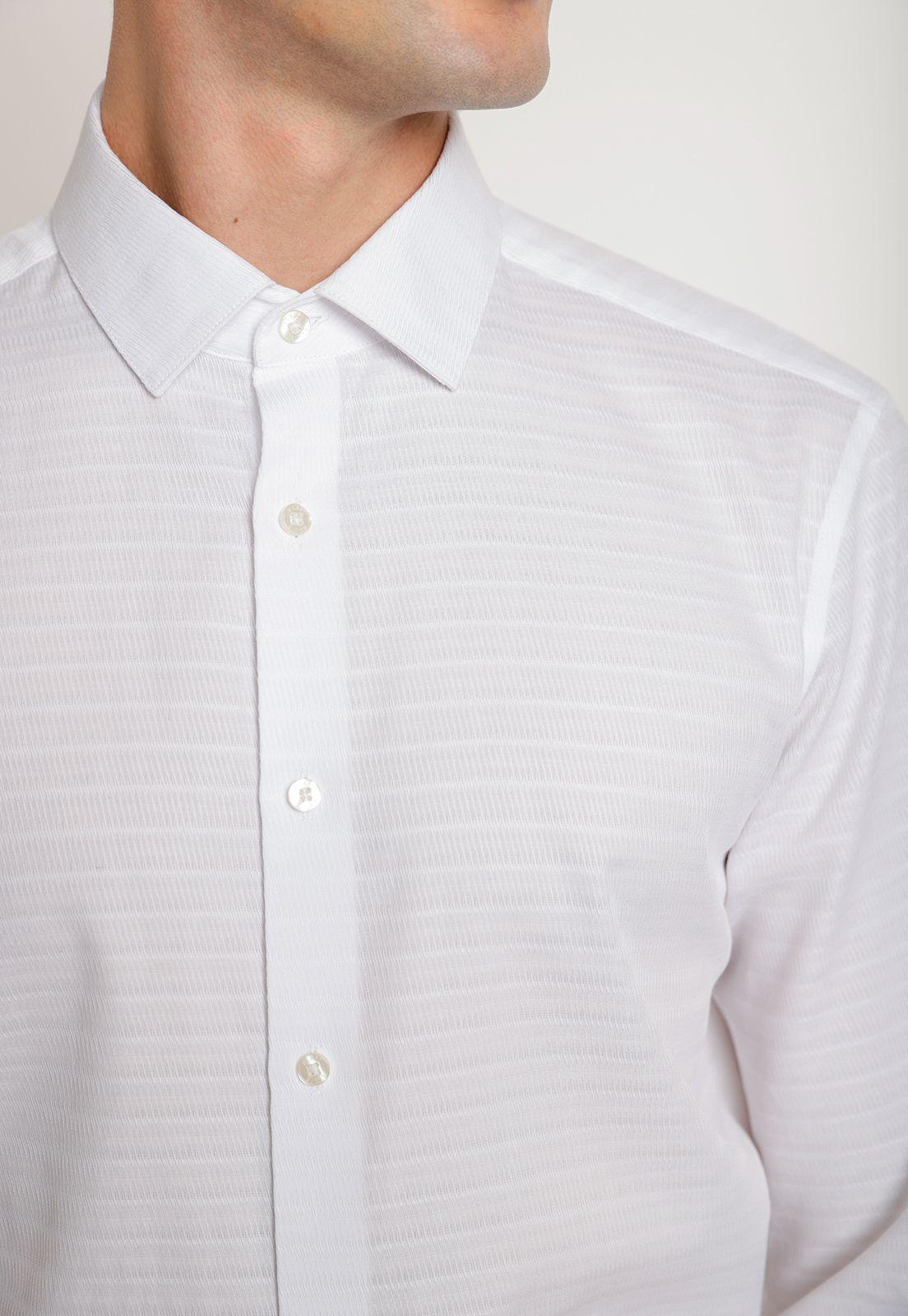 Camisa Hombre Formal (Easy Care) Algodón Dobby Blanco-2