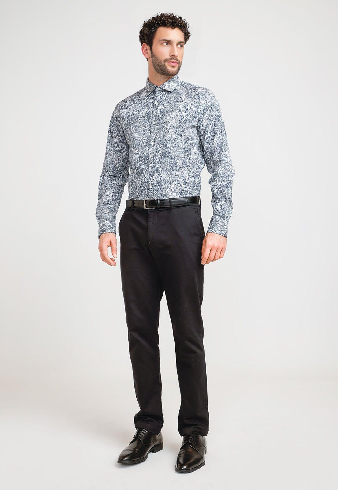 Camisa Hombre Stretch Estampada Taupe-3