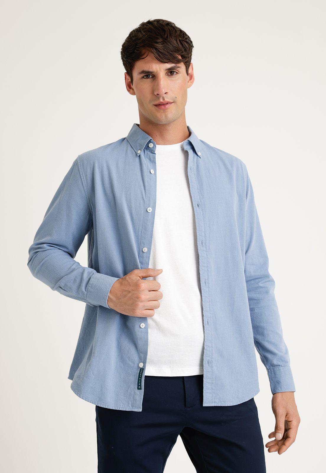 Camisa Hombre Manga Larga Denim Celeste-0