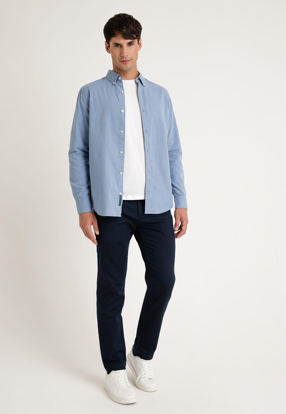 Camisa Hombre Manga Larga Denim Celeste-3