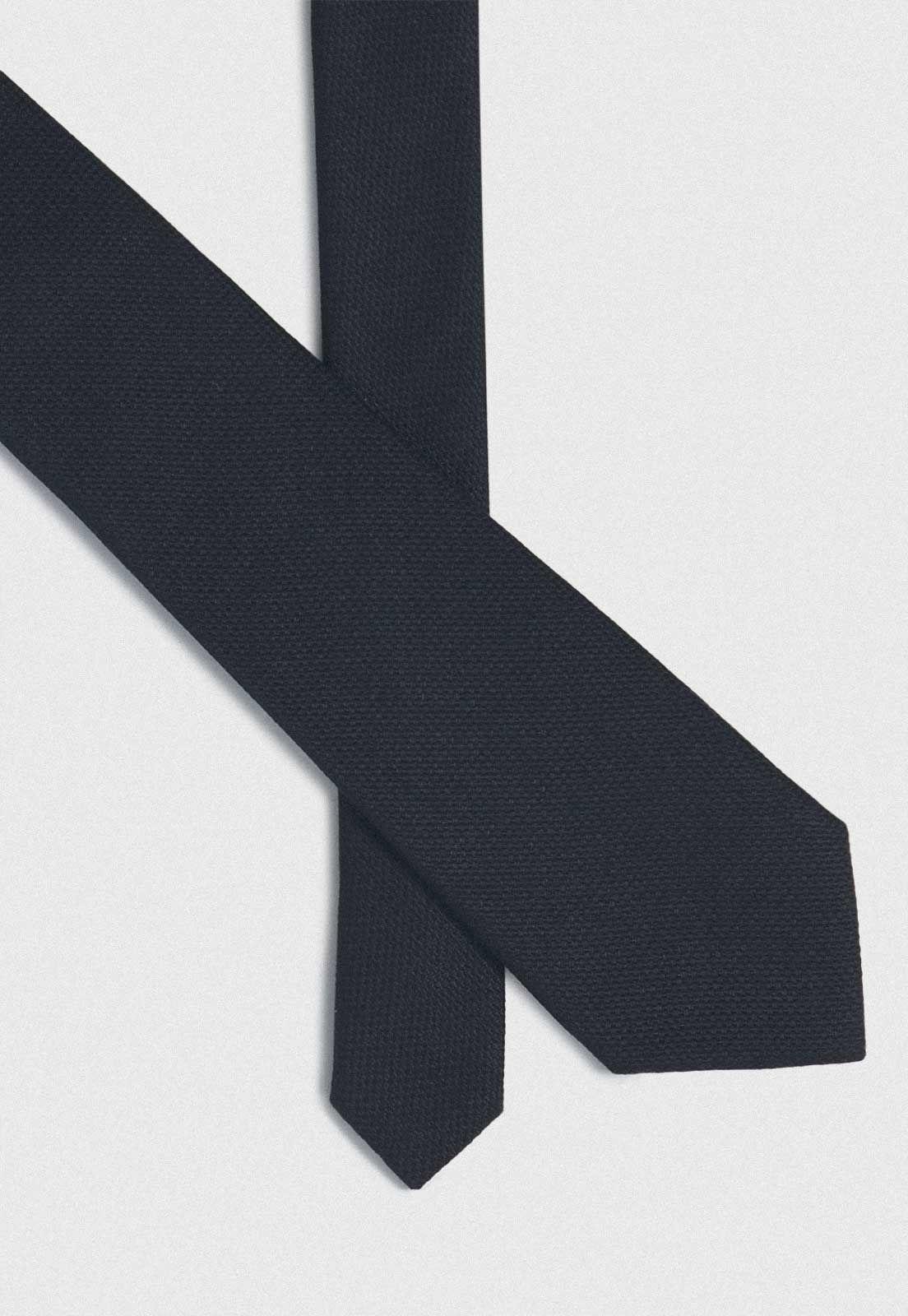Corbata Formal Hombre Mezcla Seda Algodón Liso Executive Negro-1