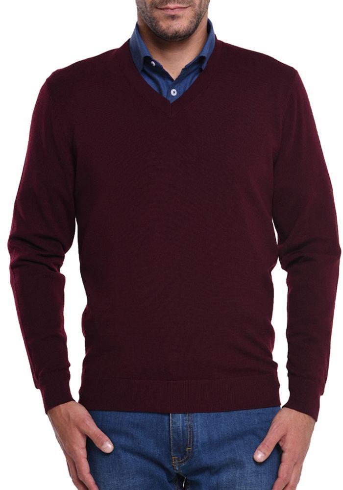 Sweater V Neck Burdeo-4