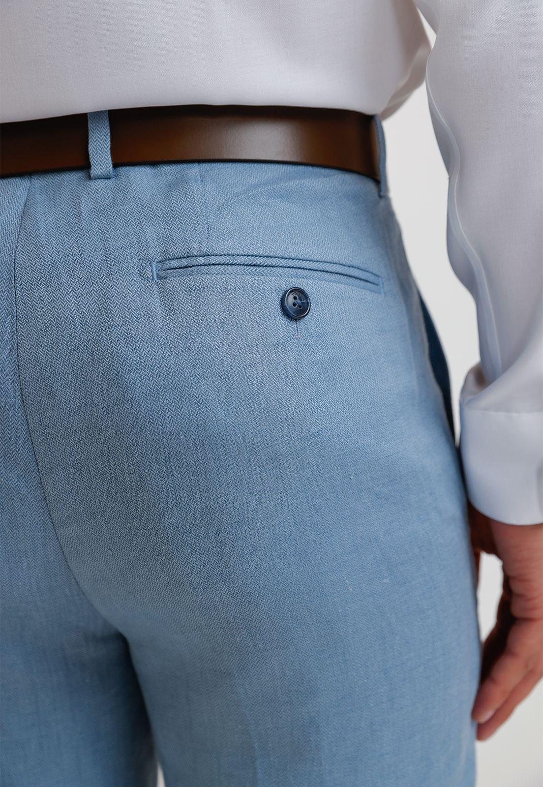 Pantalón Hombre Formal Lino Mix&Color Celeste-2