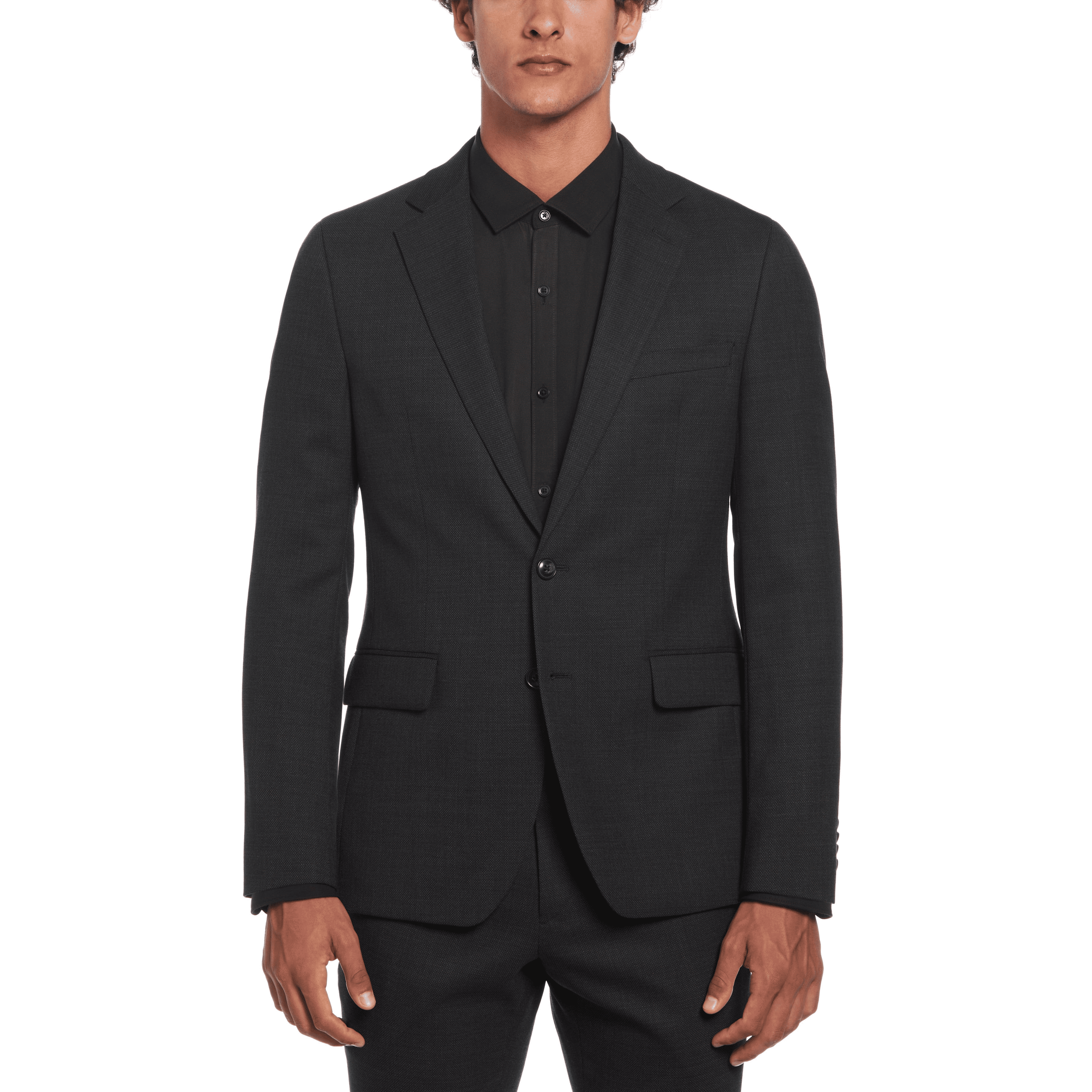 Chaqueta De Hombre Formal Lana Liso Negro-0
