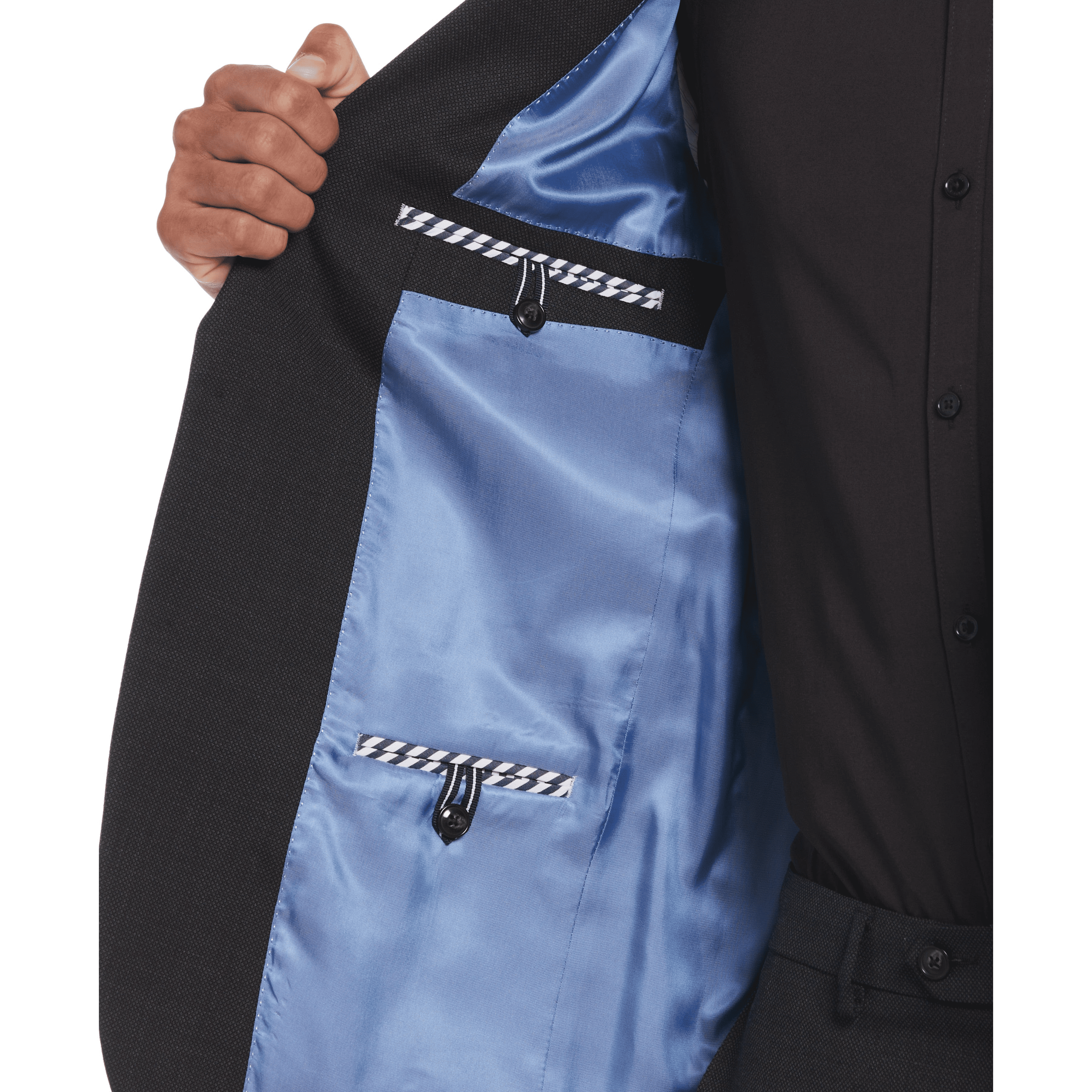 Chaqueta De Hombre Formal Lana Liso Negro-2