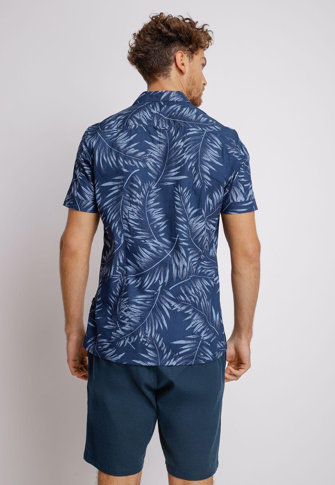 Camisa Manga Corta Hombre Relaxed Fit Buck Algodón Azul Marino-1