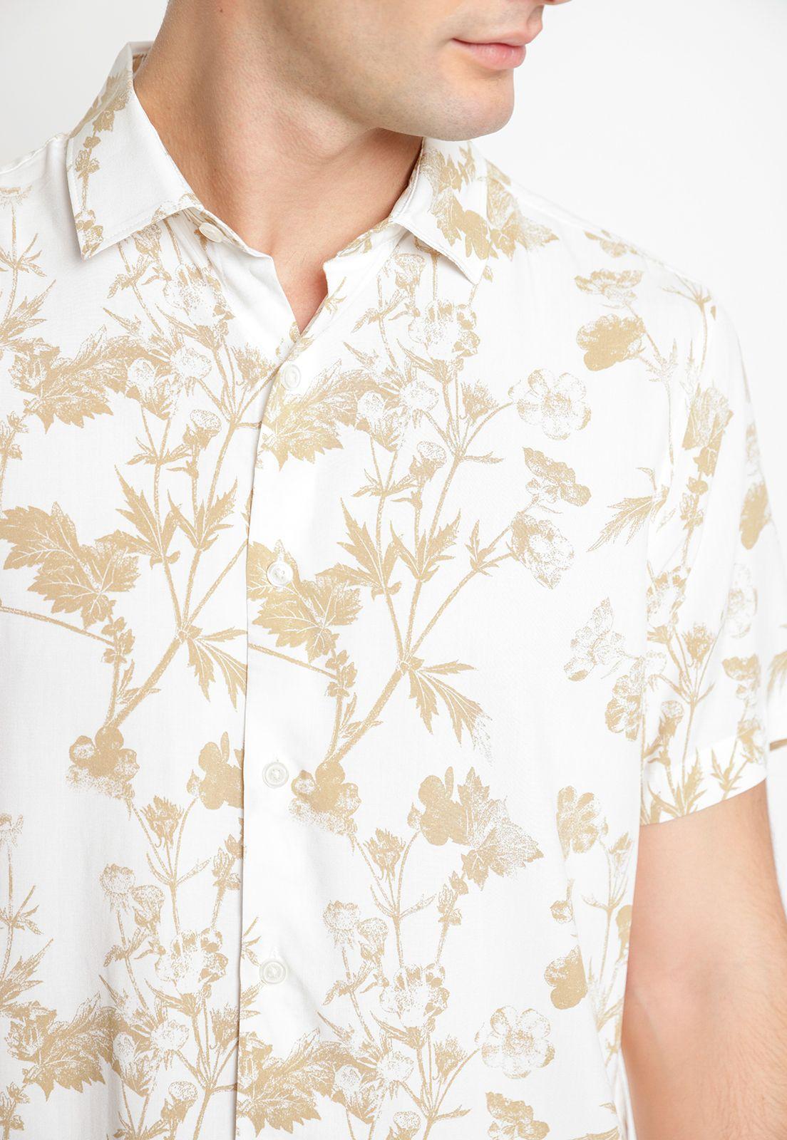 Camisa Hombre Manga Corta Estampada Blanco-2