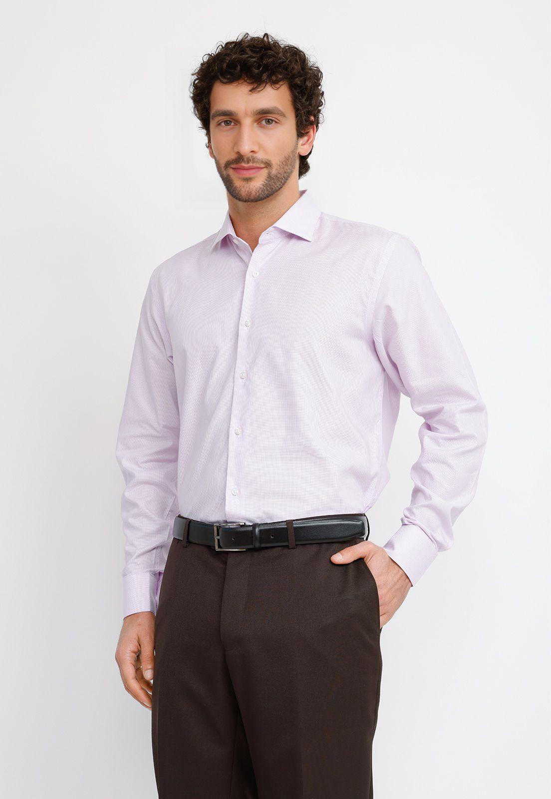 Camisa Hombre Formal Algodón Vercelli Lila-0
