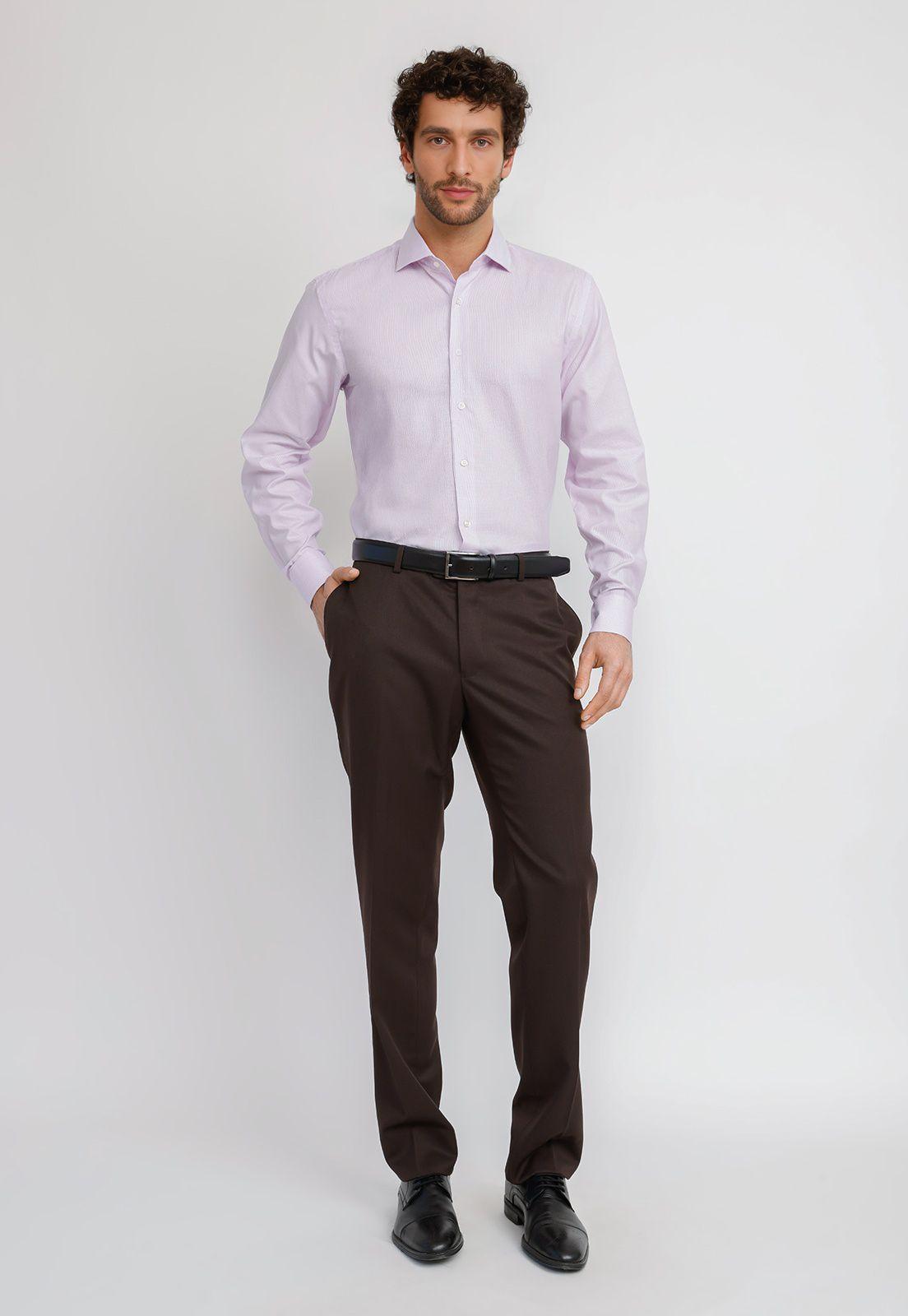 Camisa Hombre Formal Algodón Vercelli Lila-3
