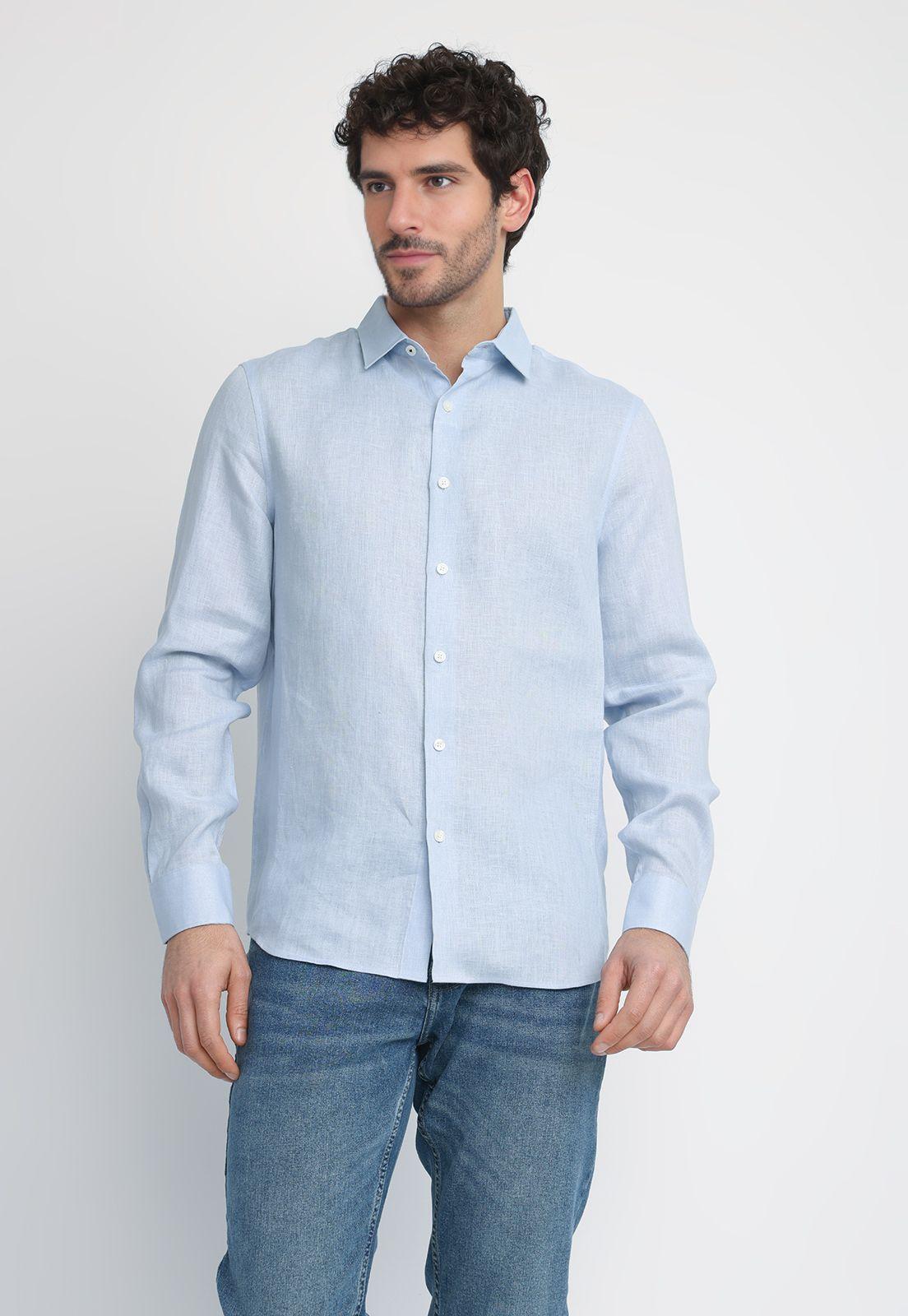 Camisa Hombre Lino Celeste 4KSW7056-0