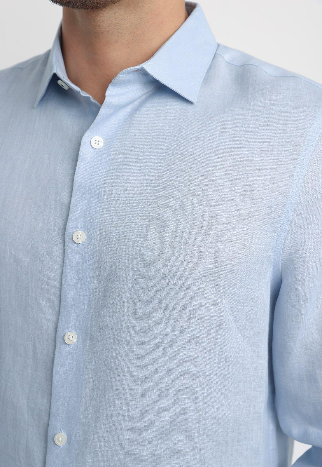 Camisa Hombre Lino Celeste 4KSW7056-2