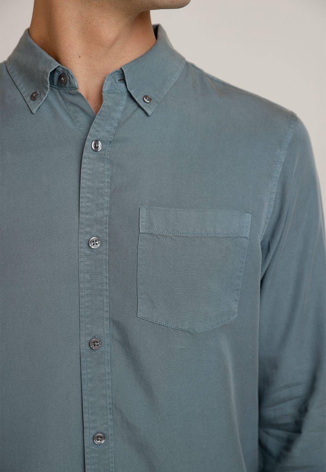 Camisa Hombre Manga Larga Lyocell Verde-2