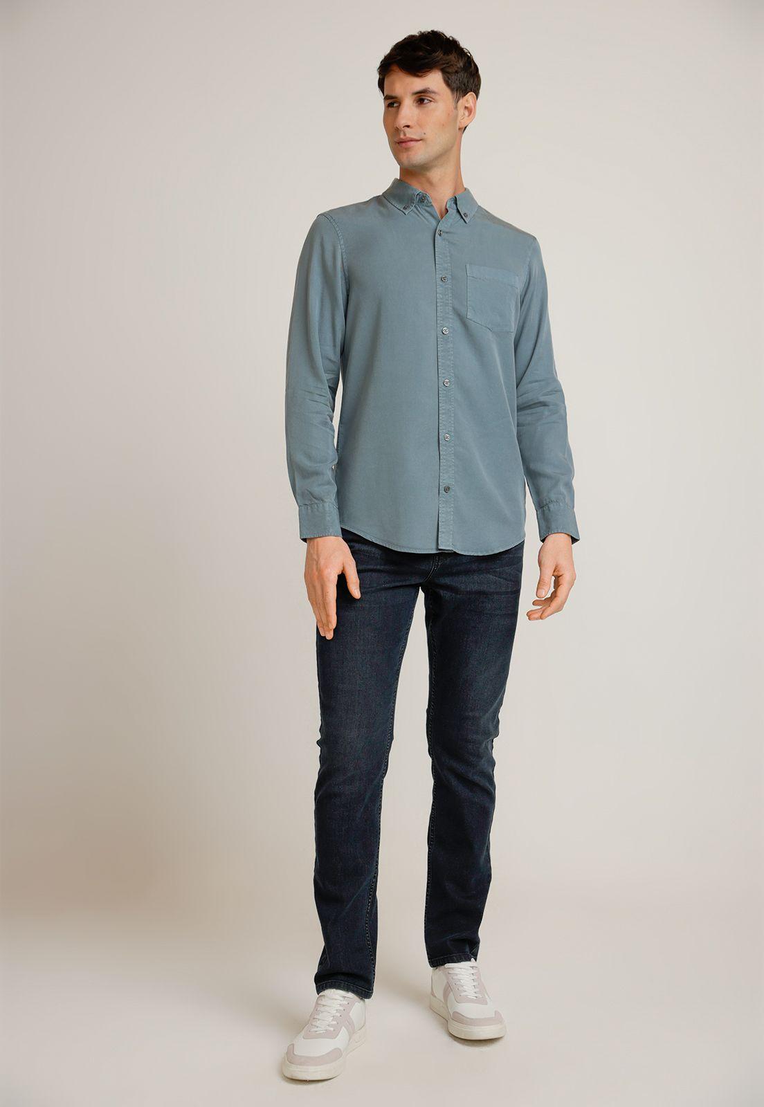 Camisa Hombre Manga Larga Lyocell Verde-3