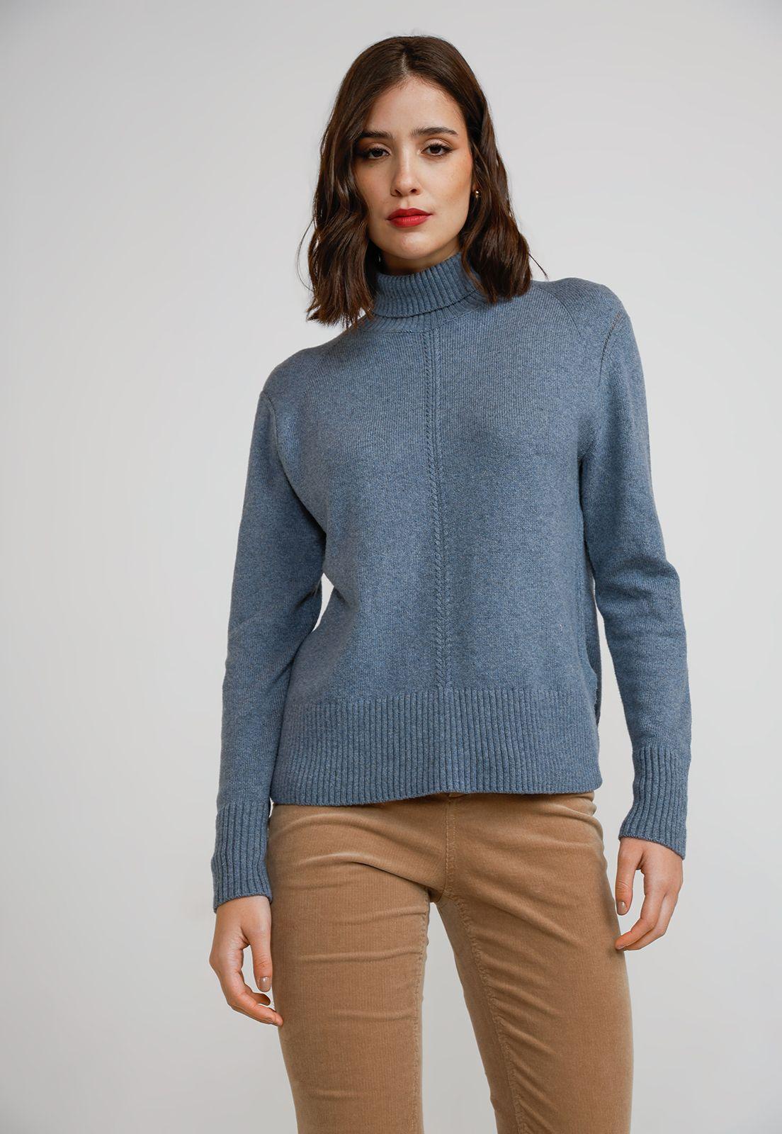 Sweater Mujer Lana Celeste-0
