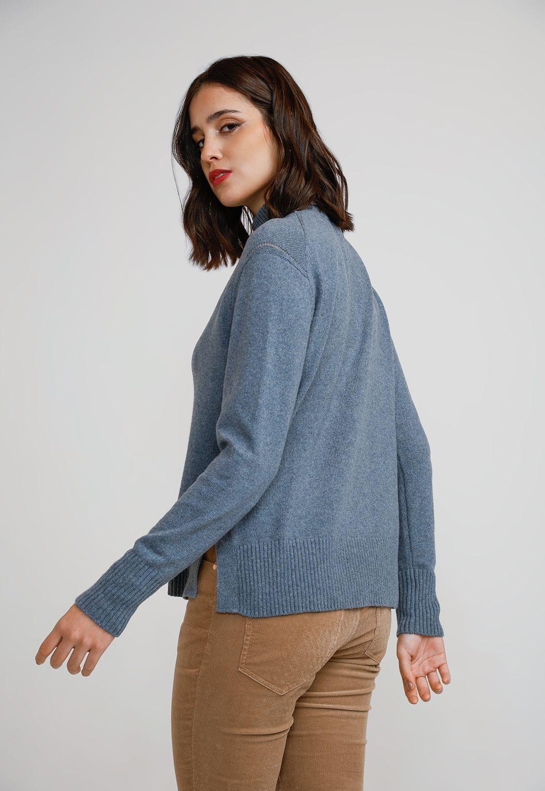 Sweater Mujer Lana Celeste-1