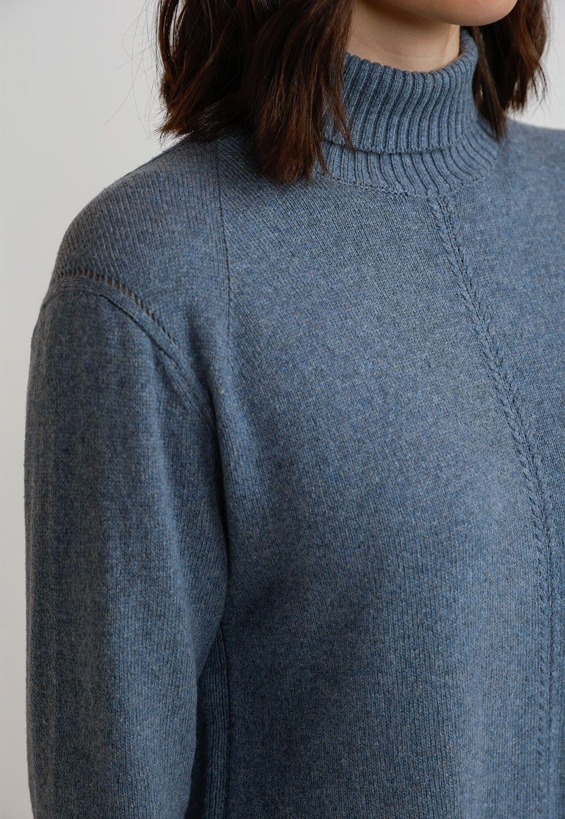 Sweater Mujer Lana Celeste-2