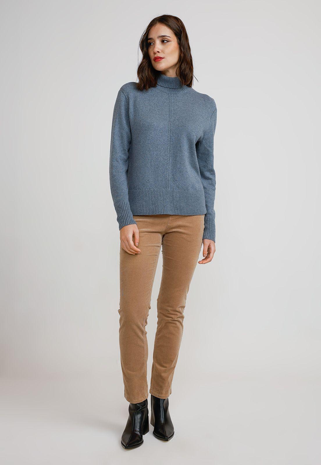 Sweater Mujer Lana Celeste-3