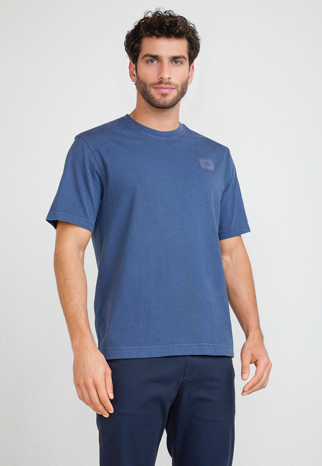 Polera Hombre Cuello Redondo Azul-0