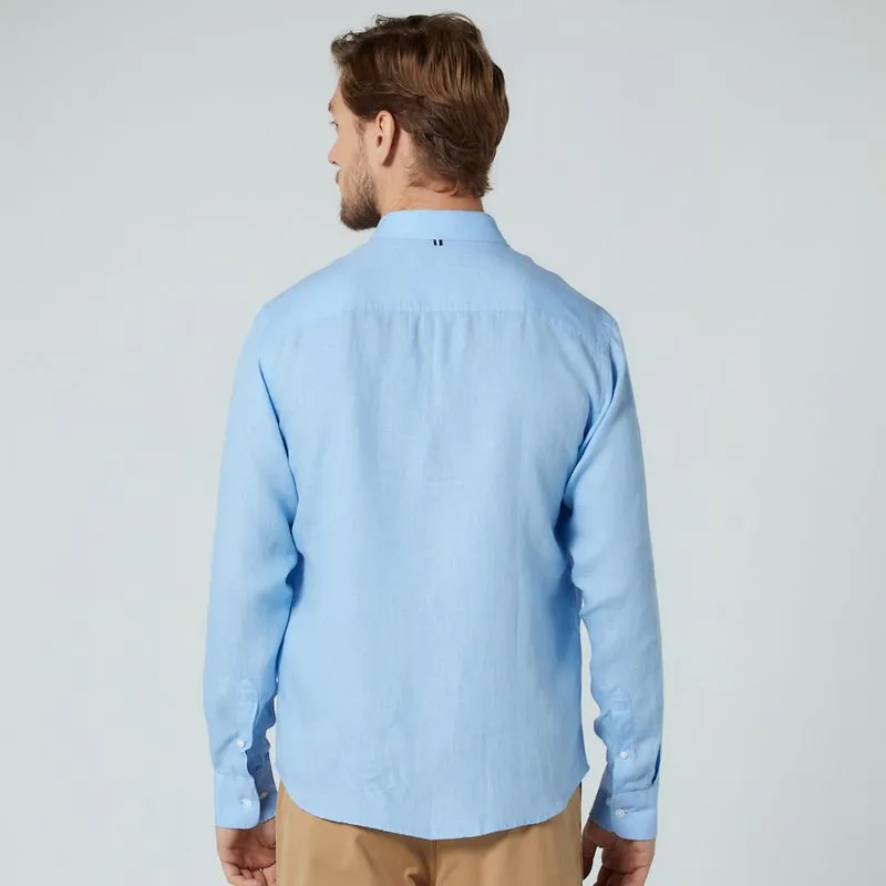 Camisa Hombre Manga Larga Pete Lino Celeste-1